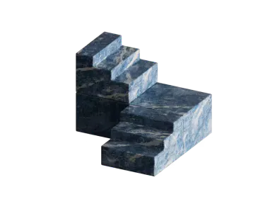 Des escaliers bleu en pierre en 3D.