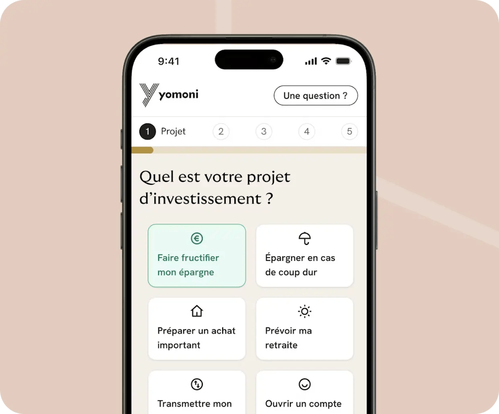 Sélection d'un projet d'investissement sur l'application mobile Yomoni