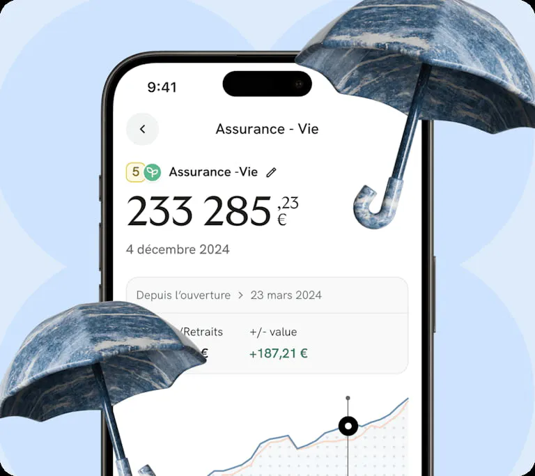 L'espace client yomoni avec des parapluies, métaphore de la maitrise du risque.