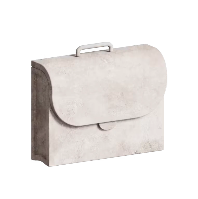 Une mallette blanche en 3D.