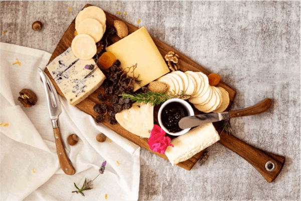 cheese celebrations grazing tables with cheese, dips and crackers