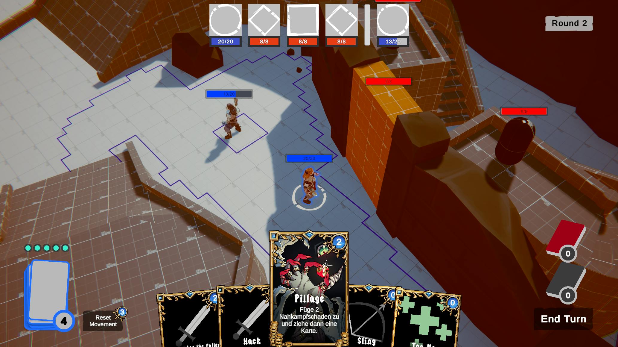Ingame screenshot of a top-down tactics game featuring characters and game UI.