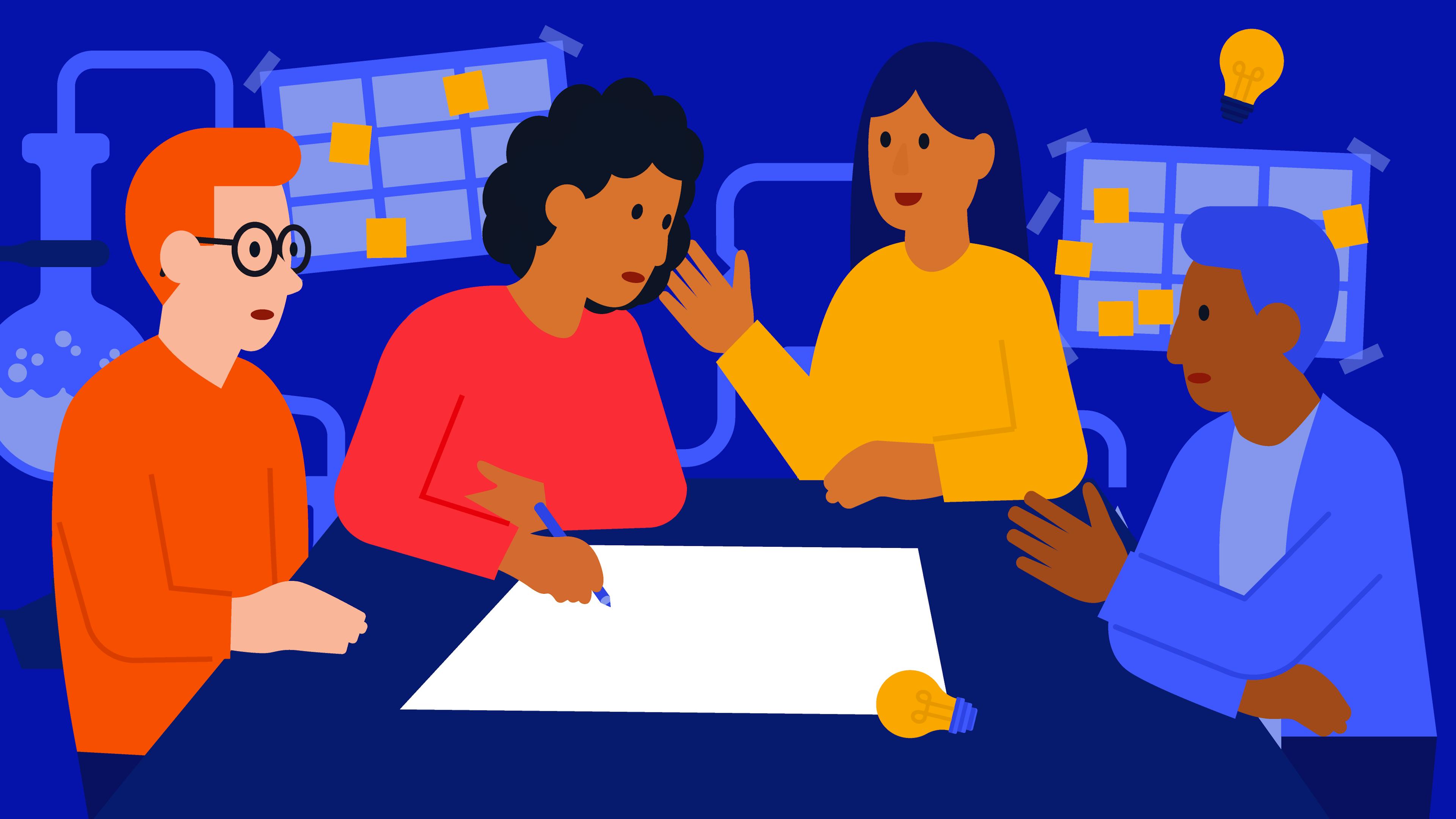 Mensen die plannen en prototypes bouwen.