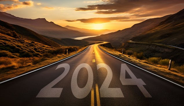 The picture shows a road with the year 2024 on it