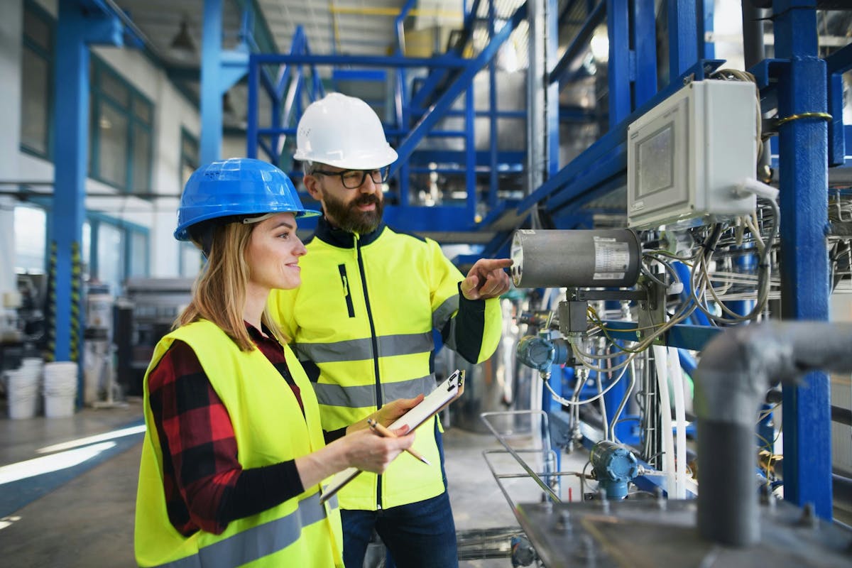 workrers operating machinery