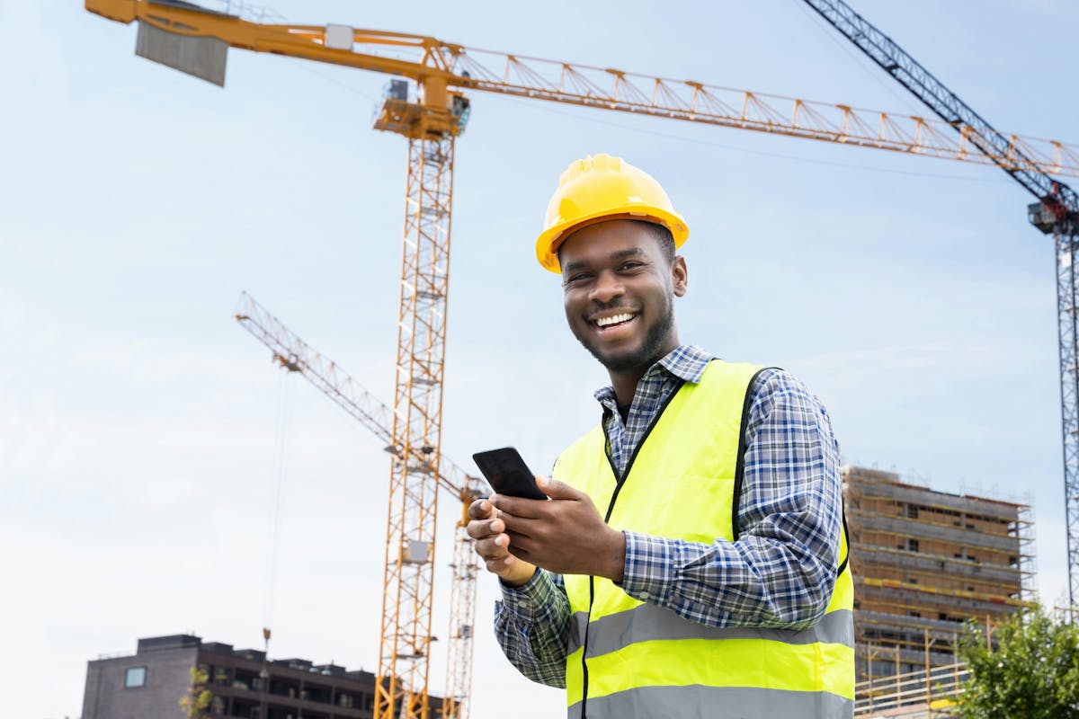 Worker holding a phone