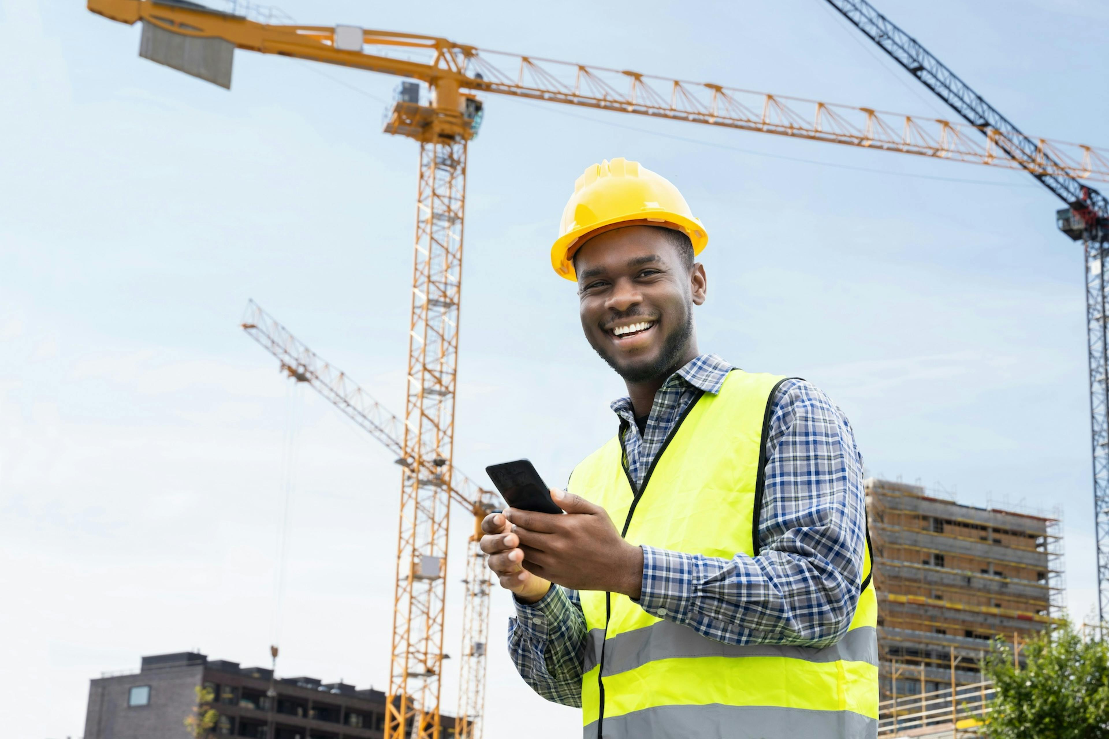 Worker holding a phone
