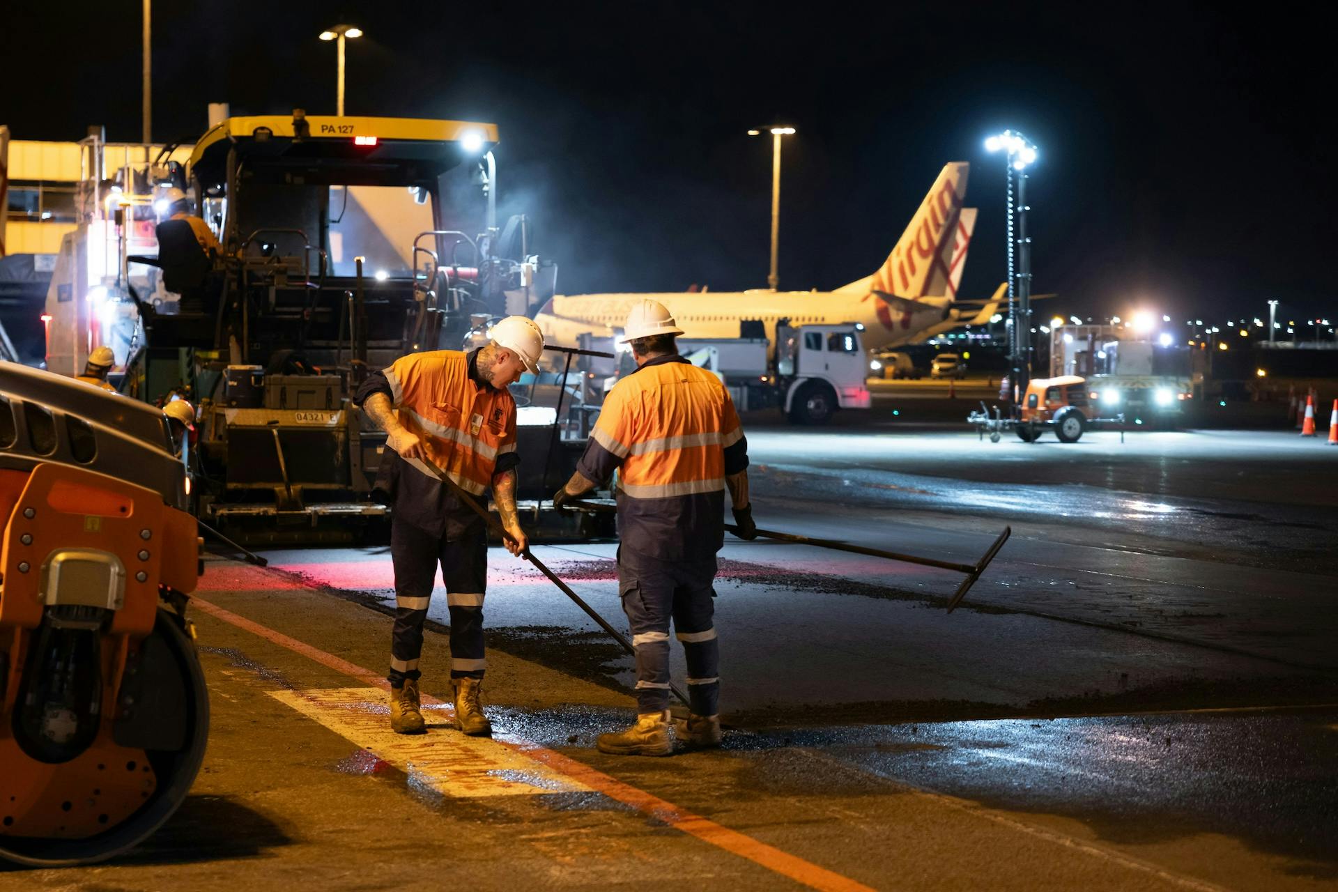 Night shift workers at the airport