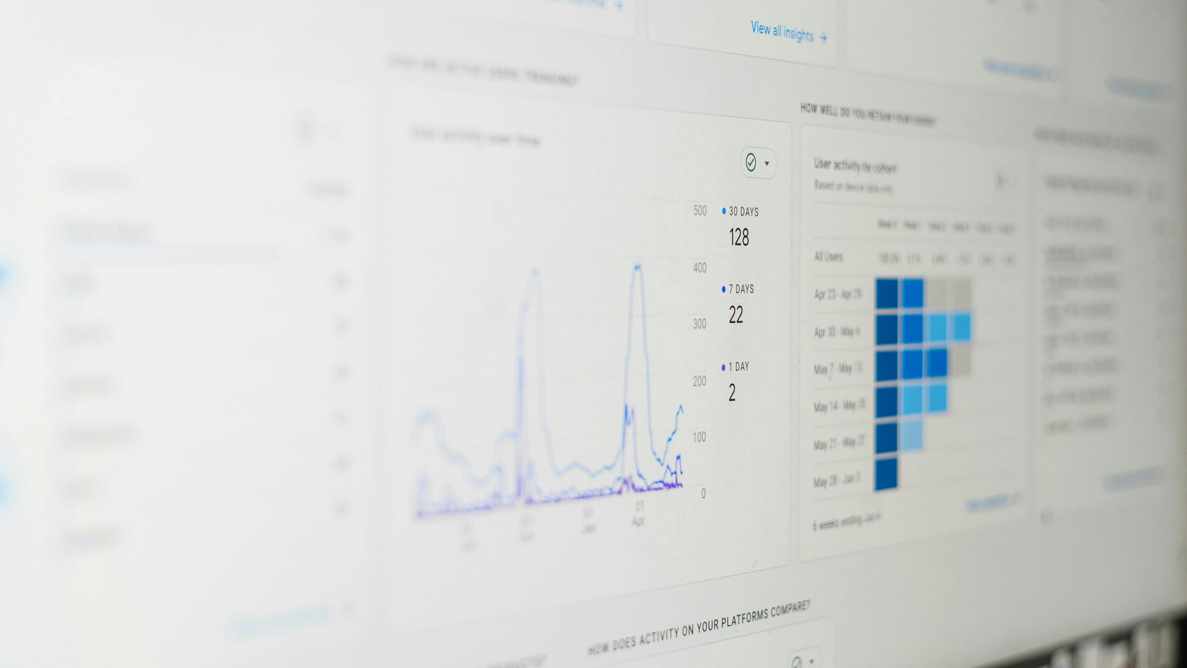Analytics dashboard with user activity charts