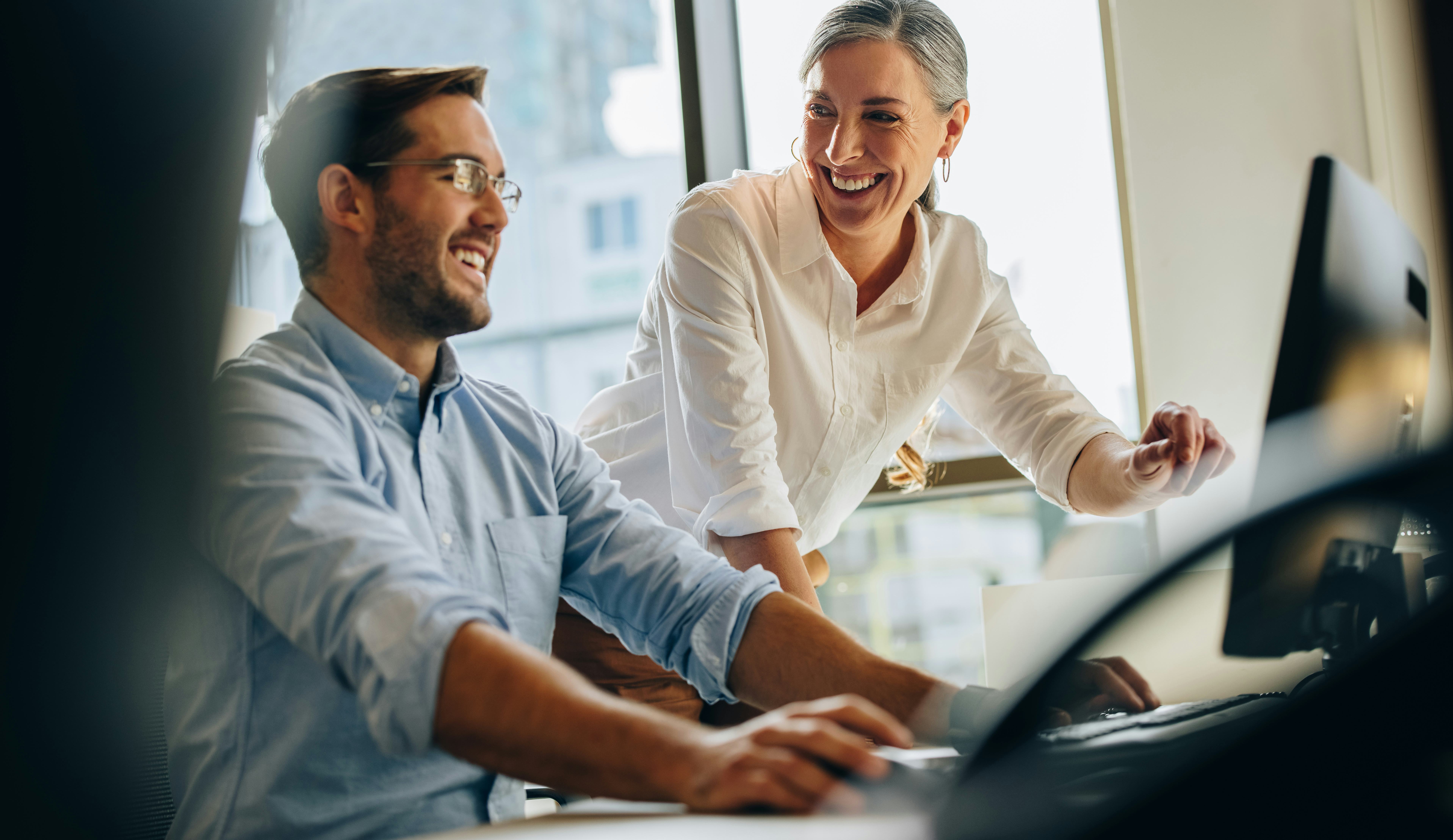 Co-workers working together in an office