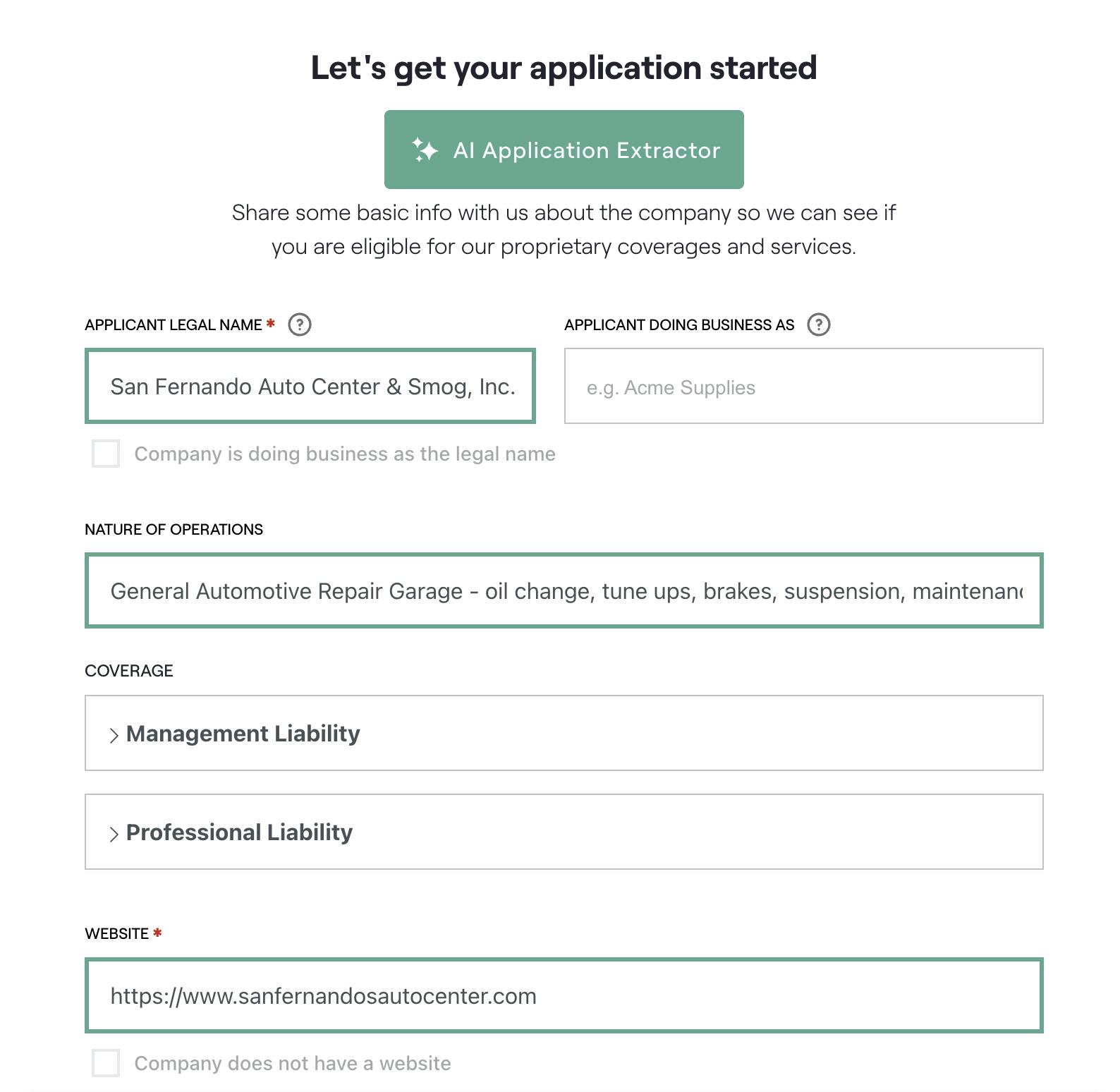 AI Application Extractor Result
