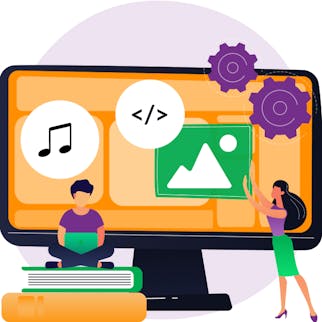 Graphic displaying teacher and student learning code