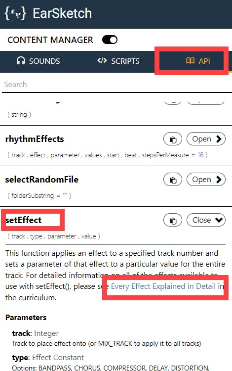 setEffect API