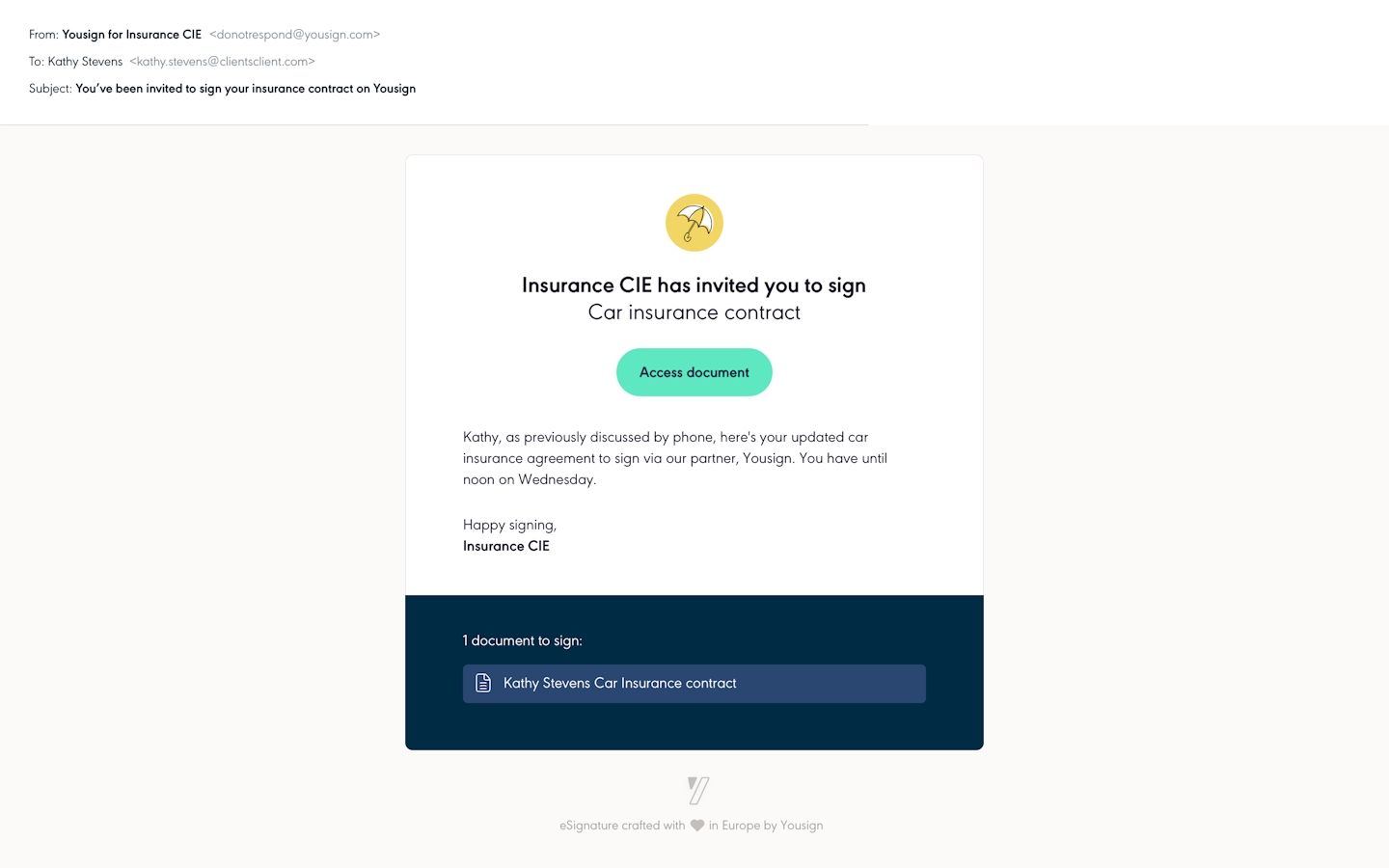 Signing request's email