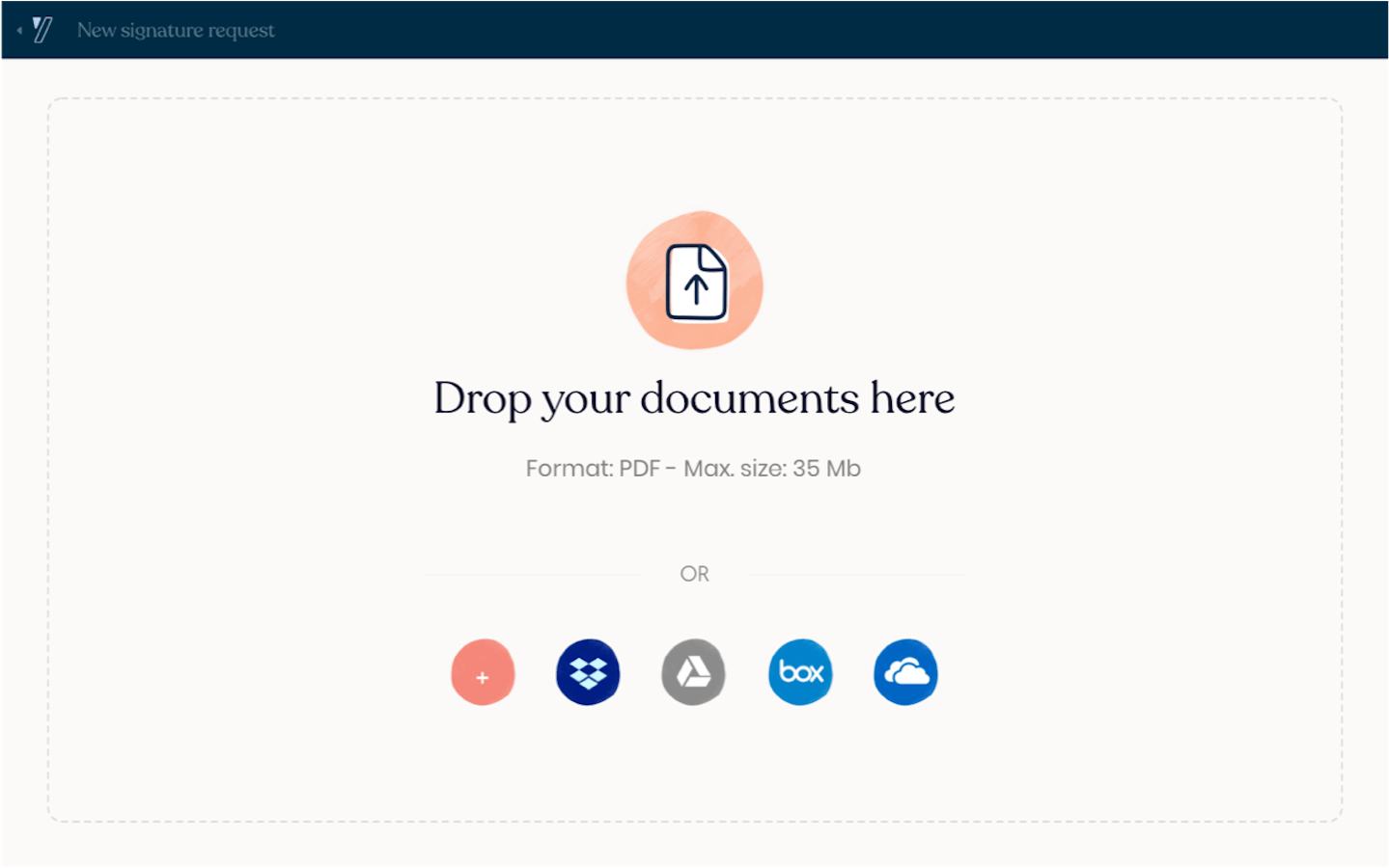 Documents uploading interface