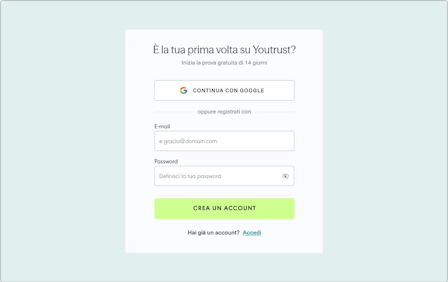 Creazione dell'account Youtrust