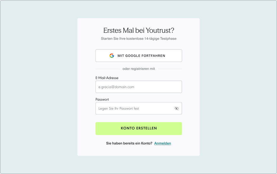 Youtrust Anmeldung