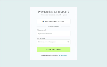 Création d'un compte Youtrust