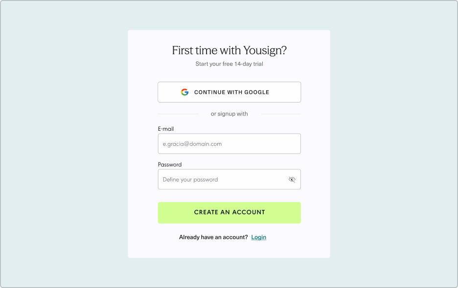 Yousign'account creation