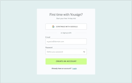 Yousign'account creation