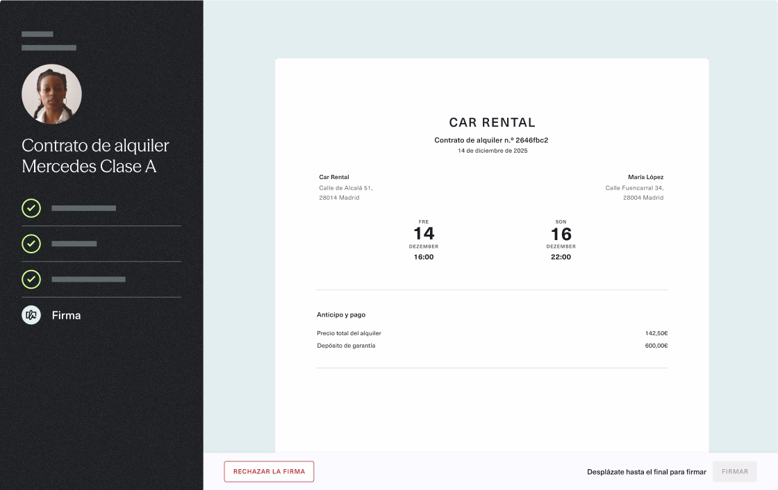 Vista preliminar del documento a firmar