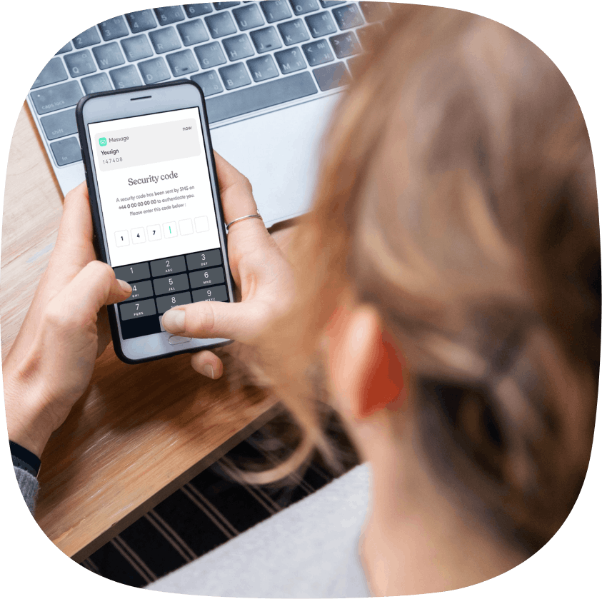 Woman signing on her phone