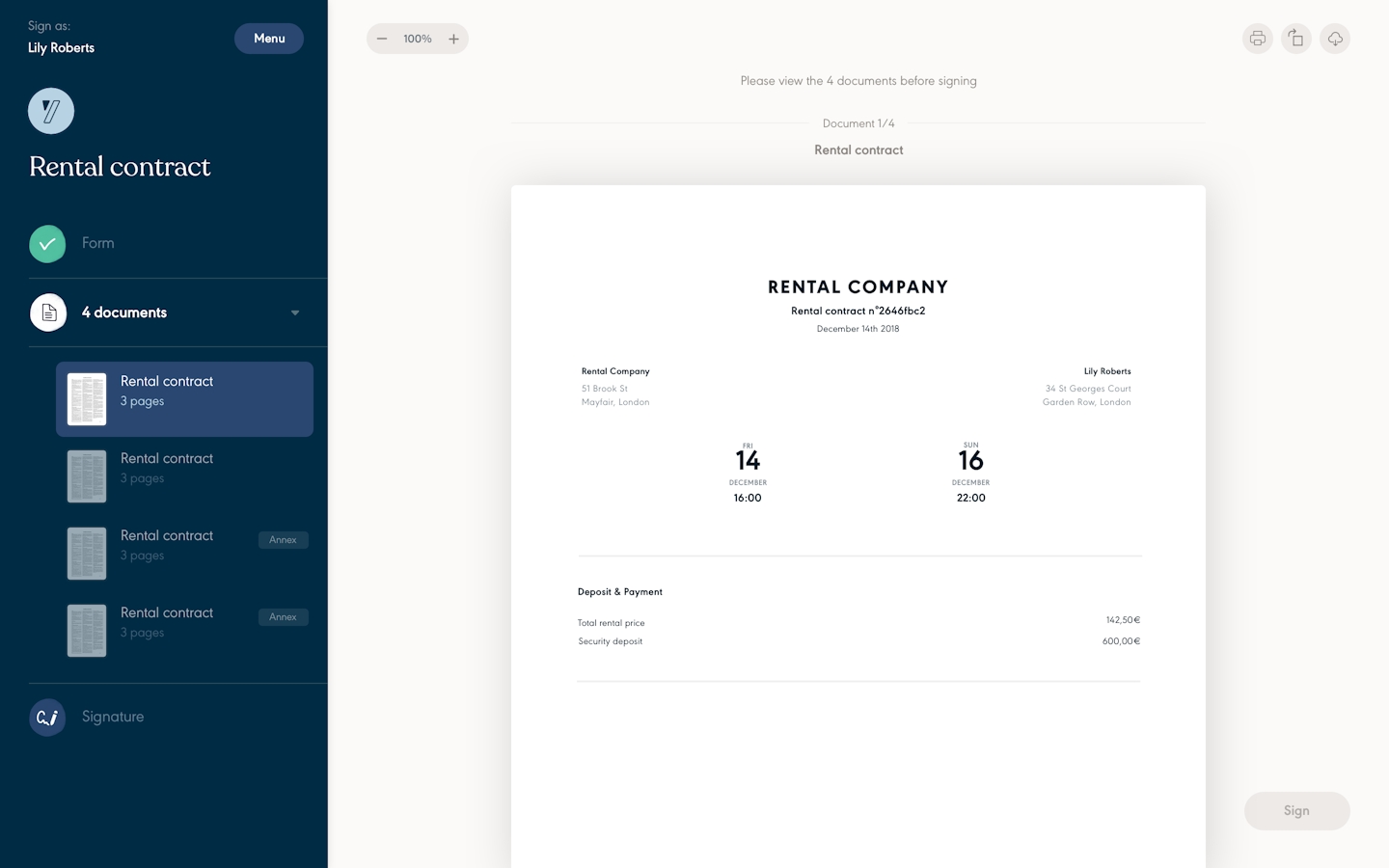 rental contract workflow