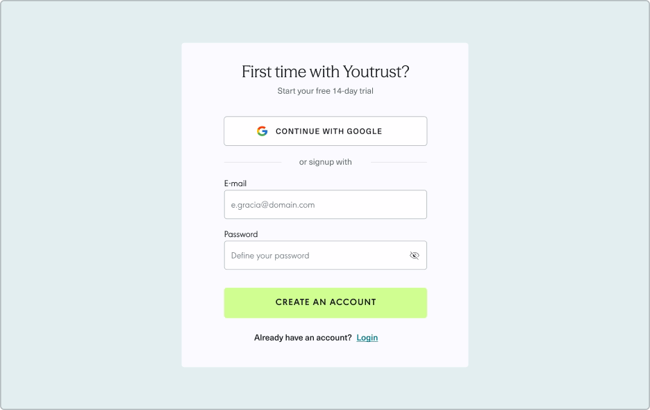 Yousign'account creation