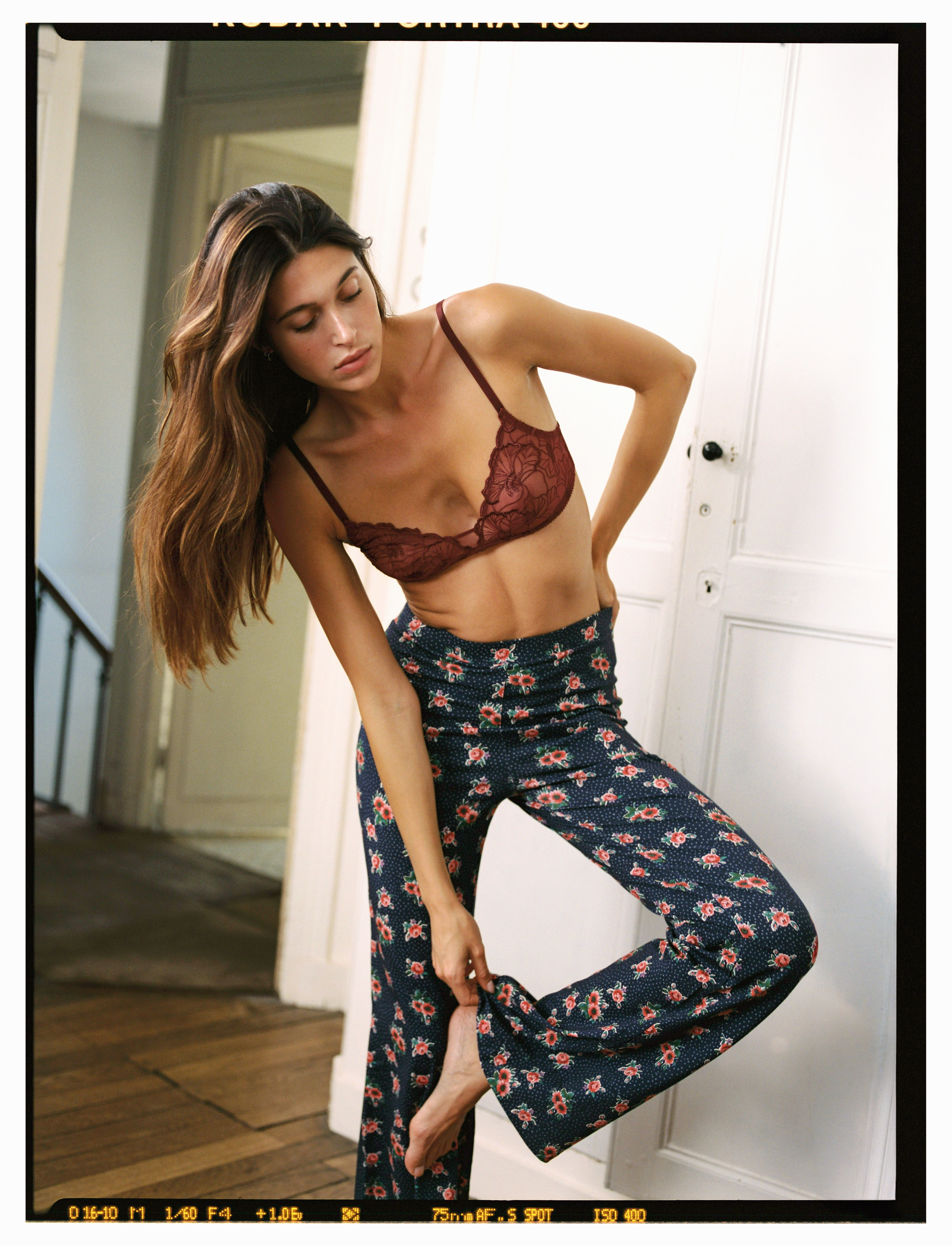 Pantalon Romance Imprimé Hermine et Triangle Source d'amour Aubergine