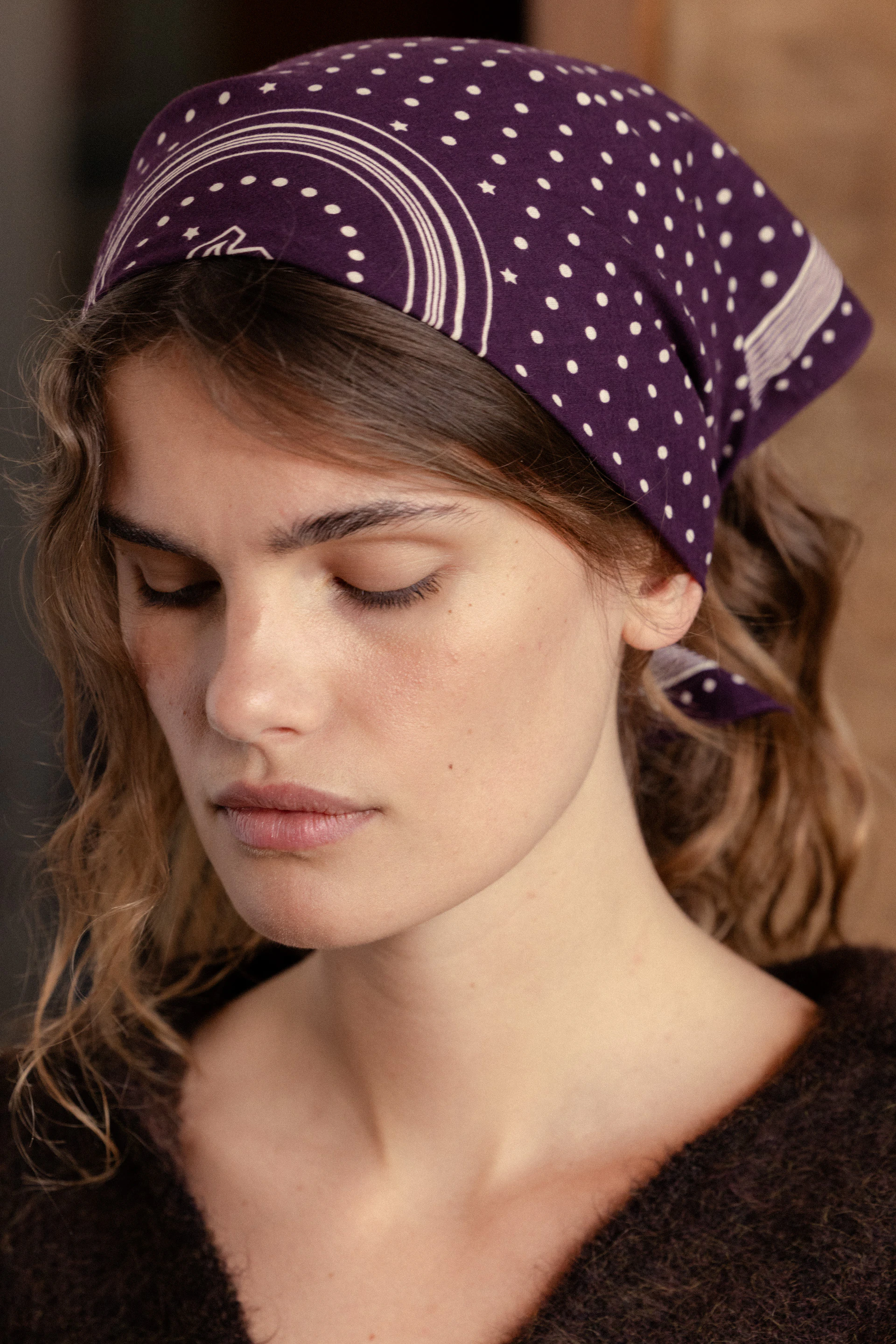Foulard Allegra Imprimé Taffeta et Pull Éclat d'hiver Cacao