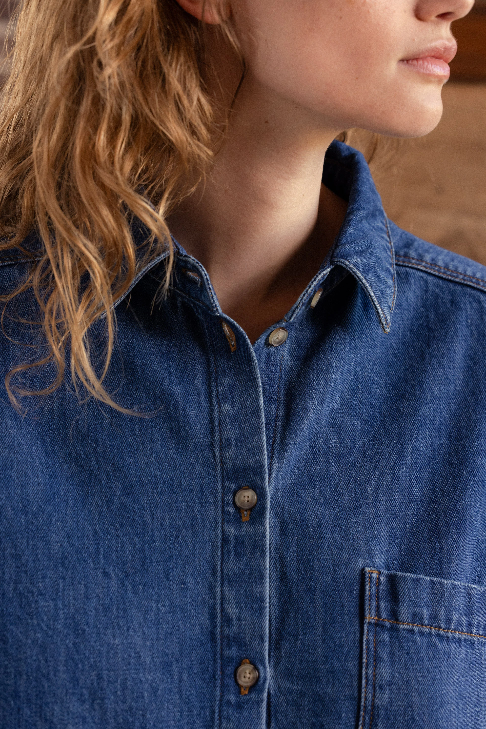 Chemise manches longues Éternel été Bleu medium