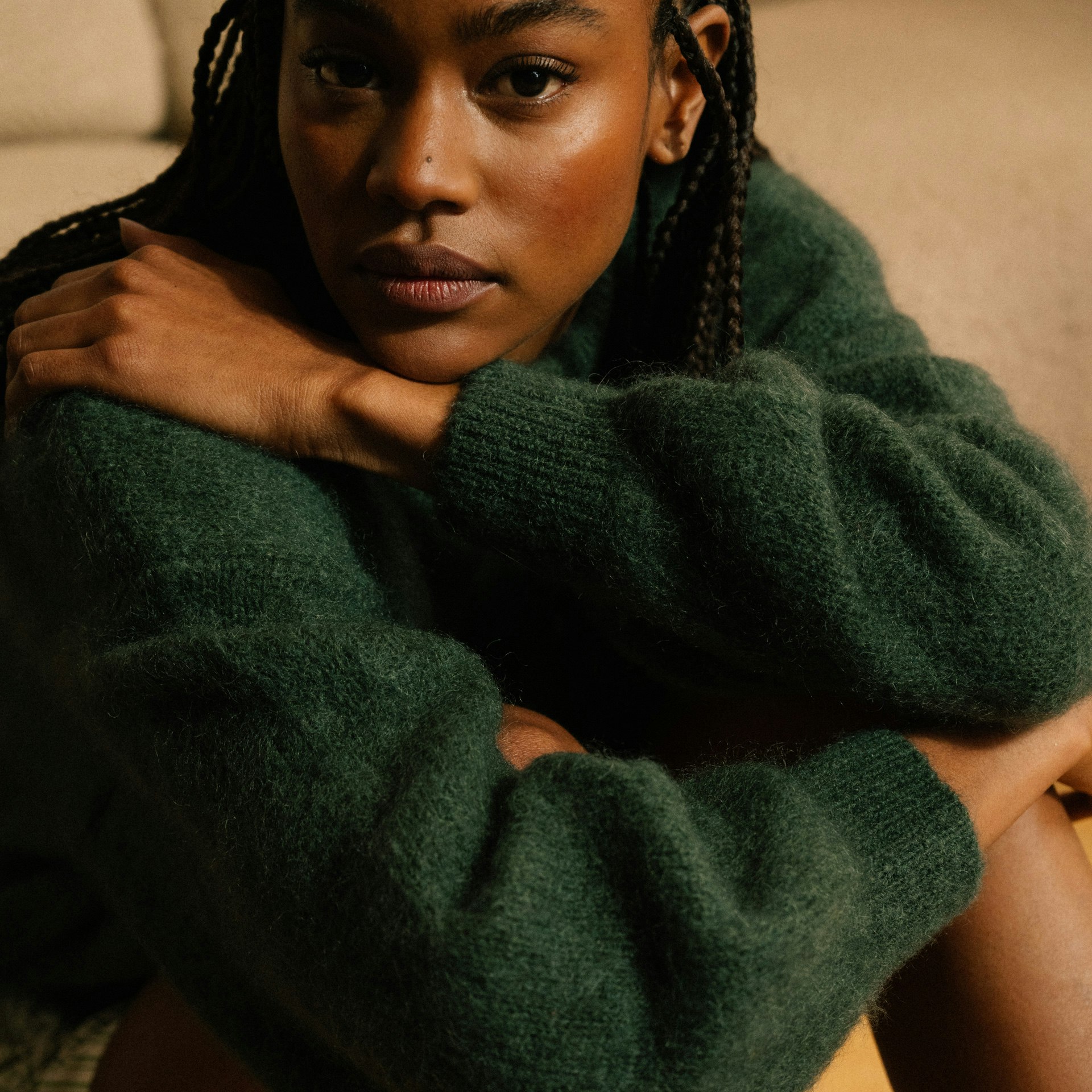 Pull Dans la nuit calme Vert thym