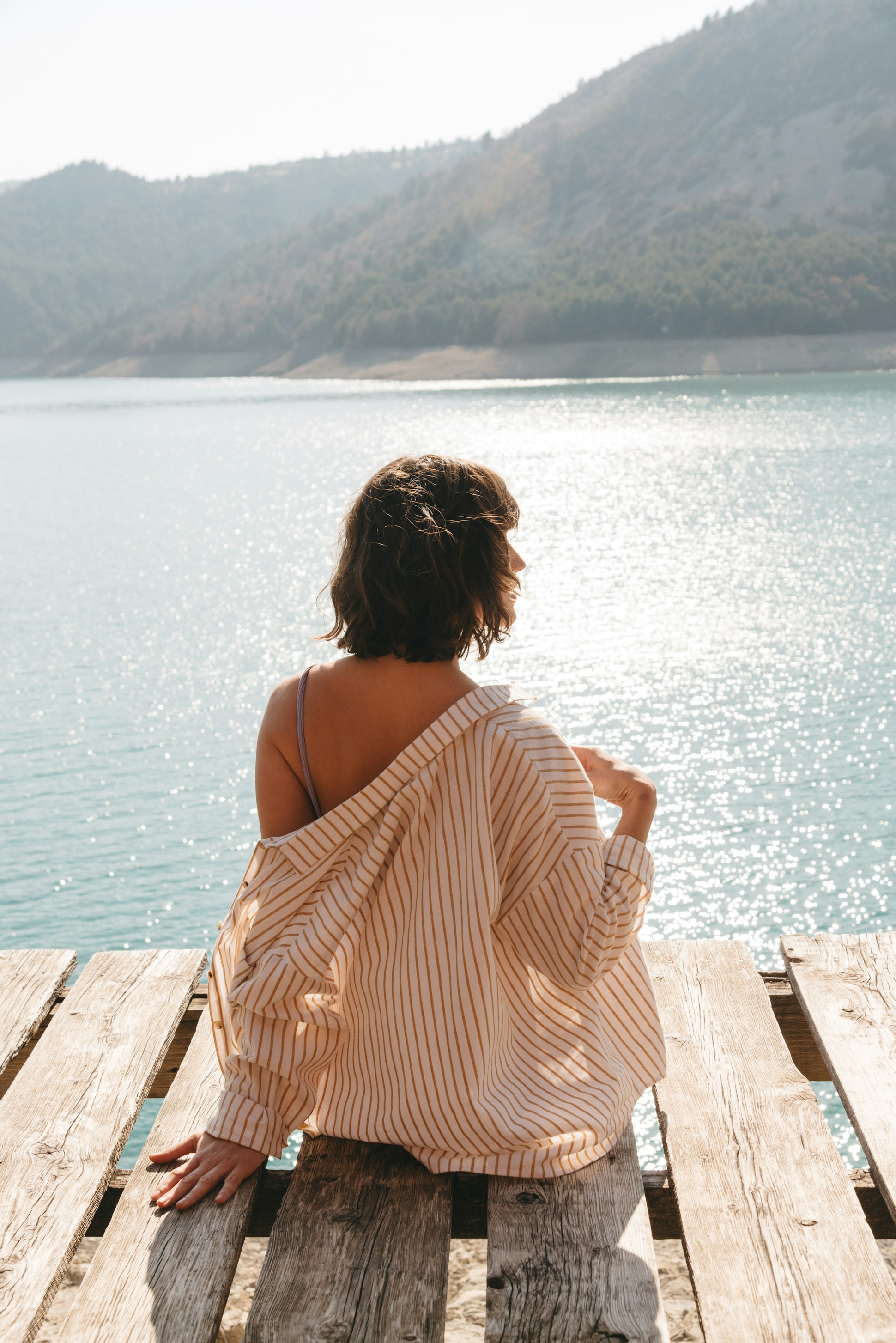 Chemise Près de la mer rayures jaune sahara