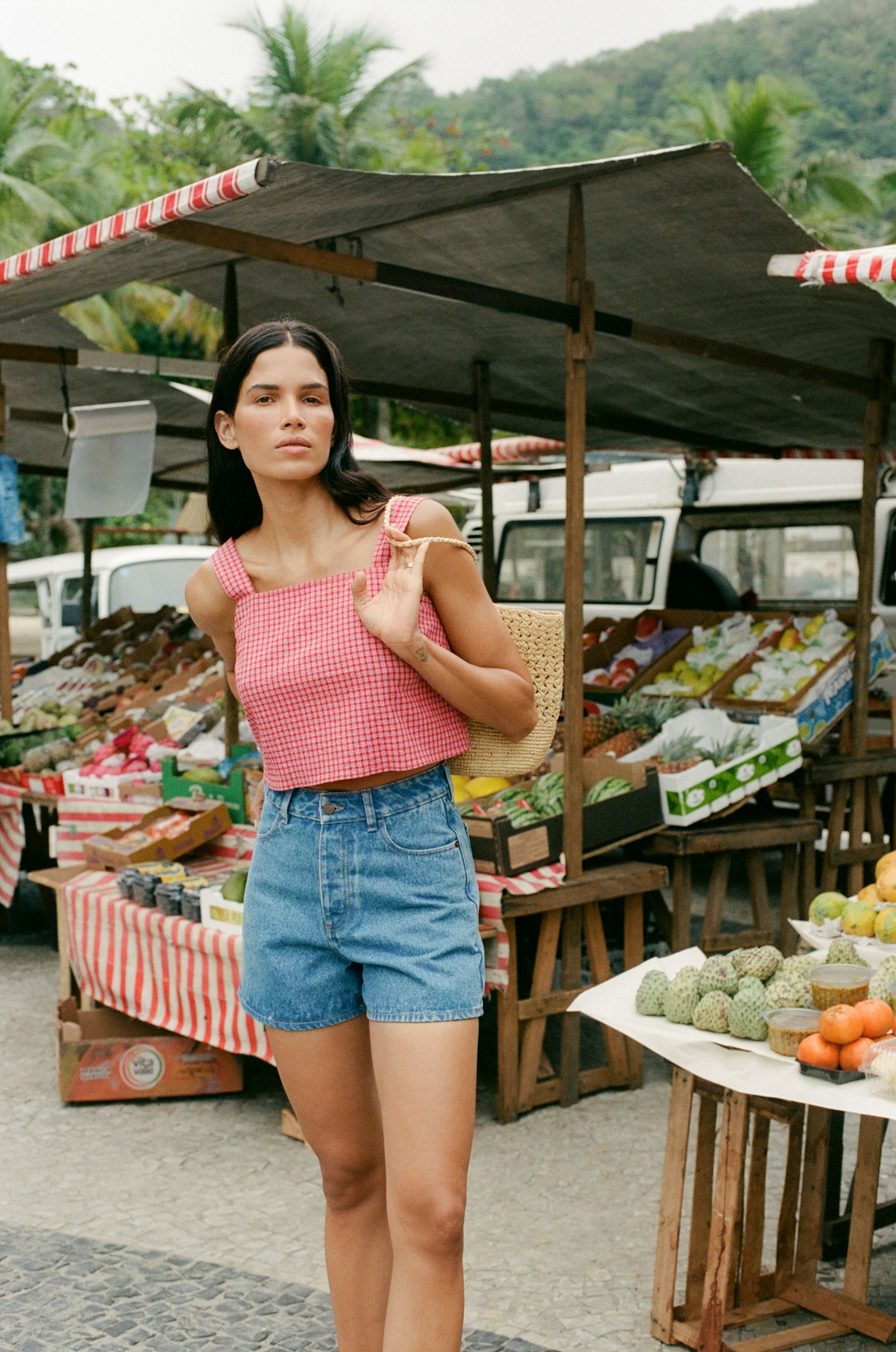 Crop top Sur la digue carreaux antona
