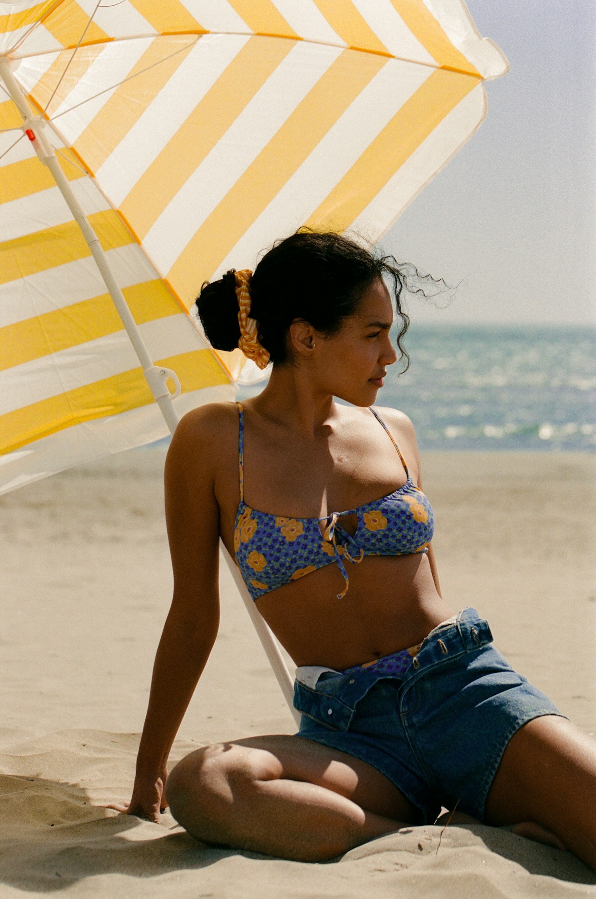 Maillot de bain Brassière Ciel d'azur imprimé capucine