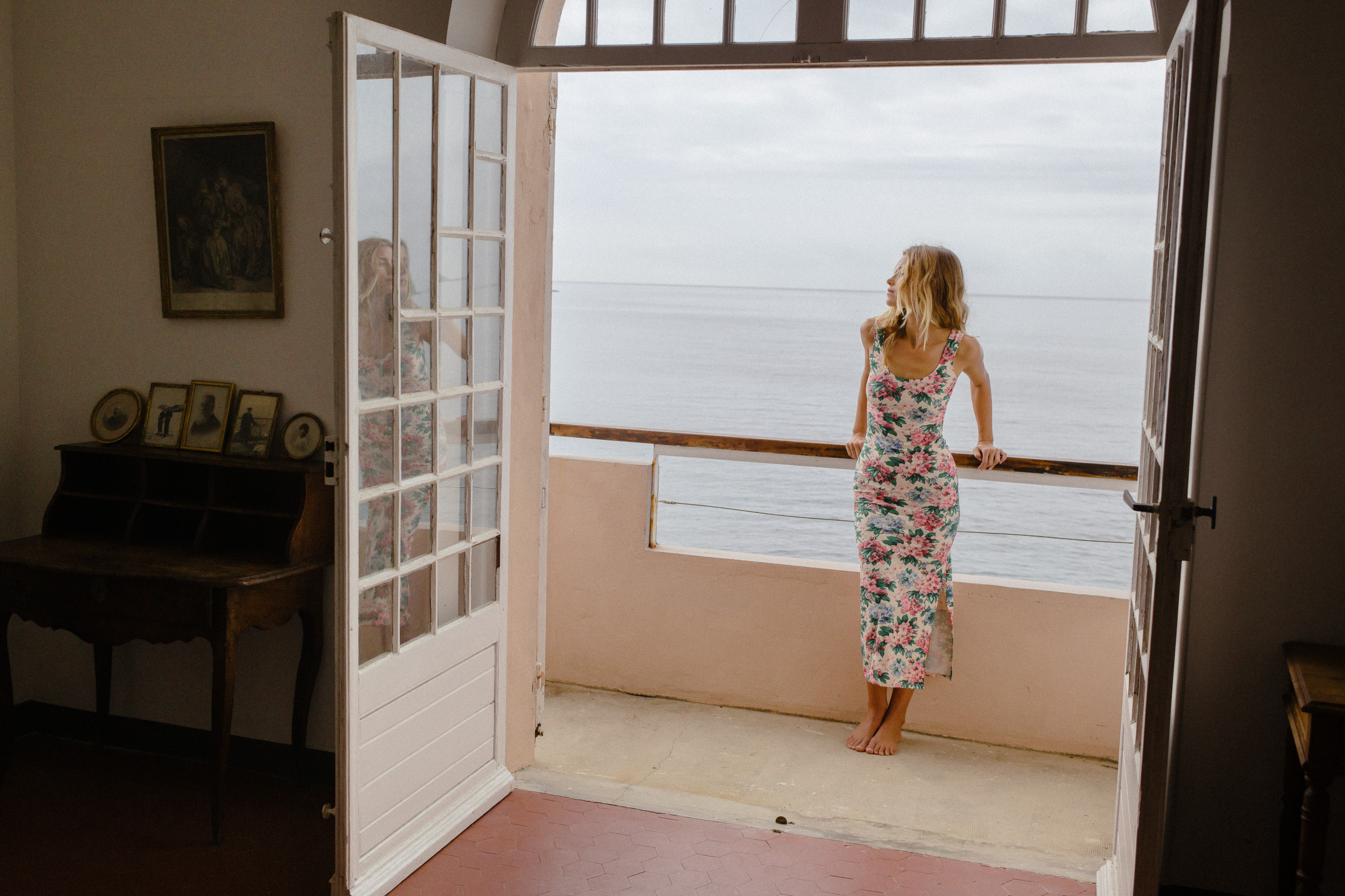 Robe Île parfumé imprimée bougainvilliers 