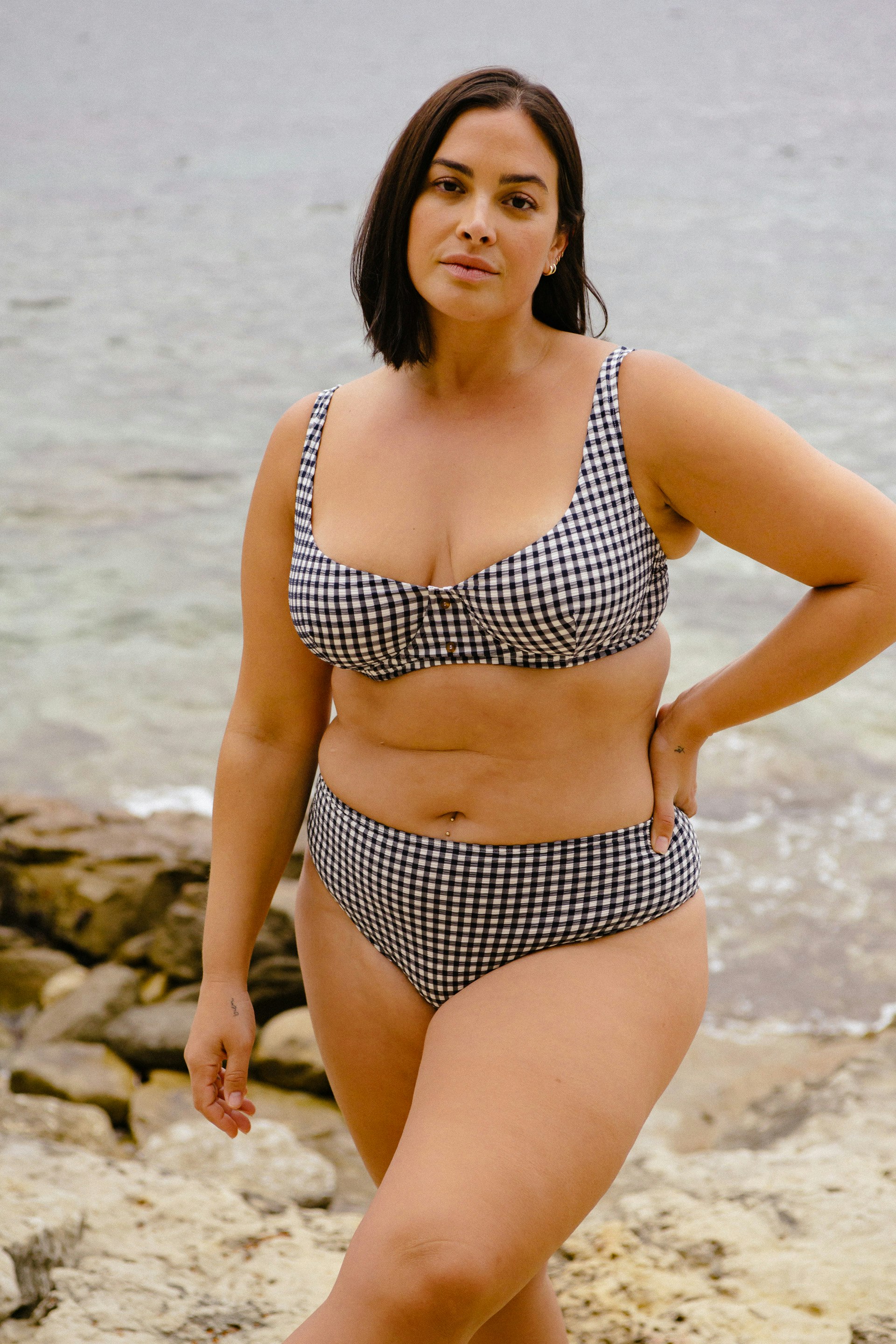 Corbeille Cabine secrète Vichy bleu foncé