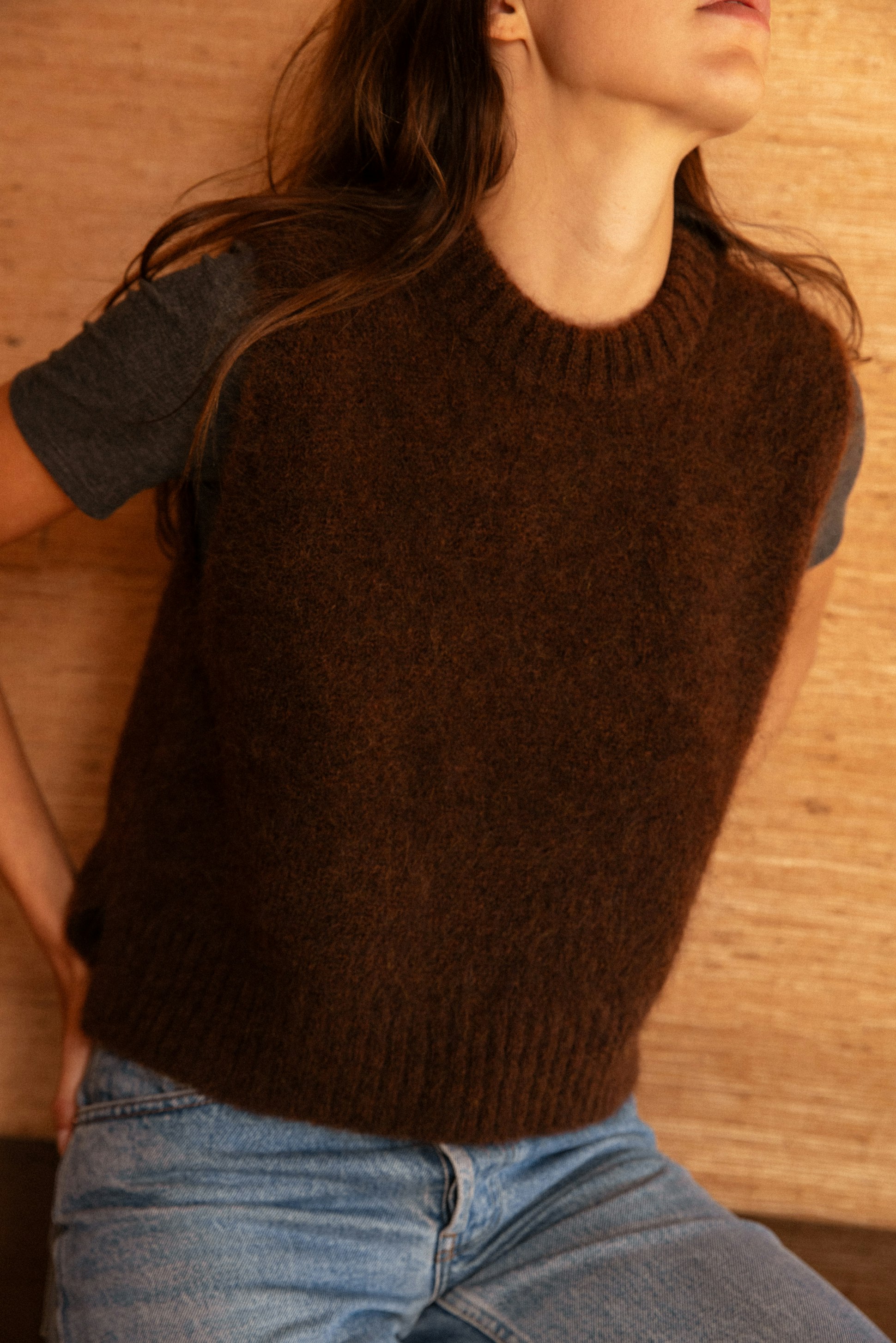 Pull sans manches Au coin du feu chocolat