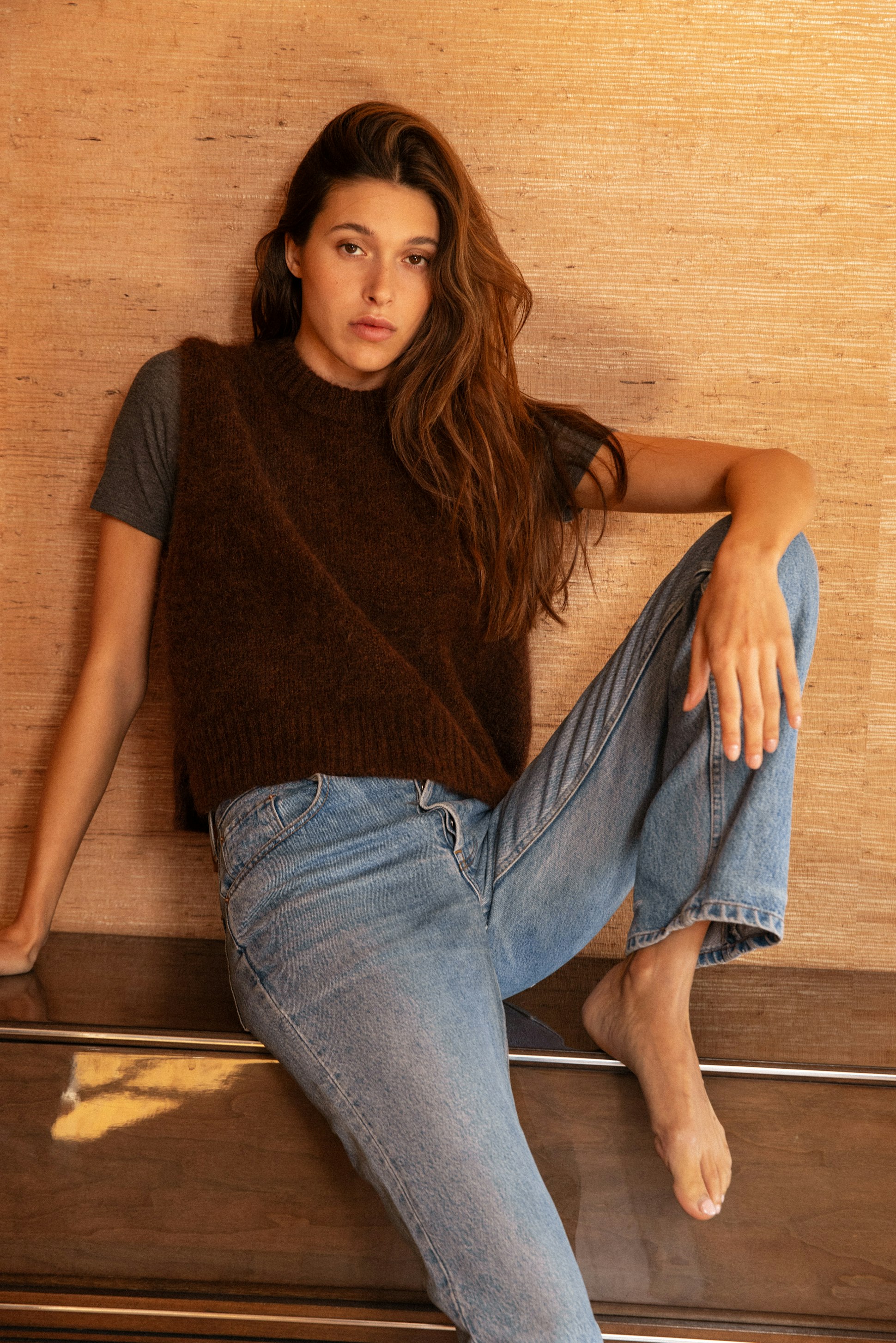 Pull sans manches Au coin du feu chocolat