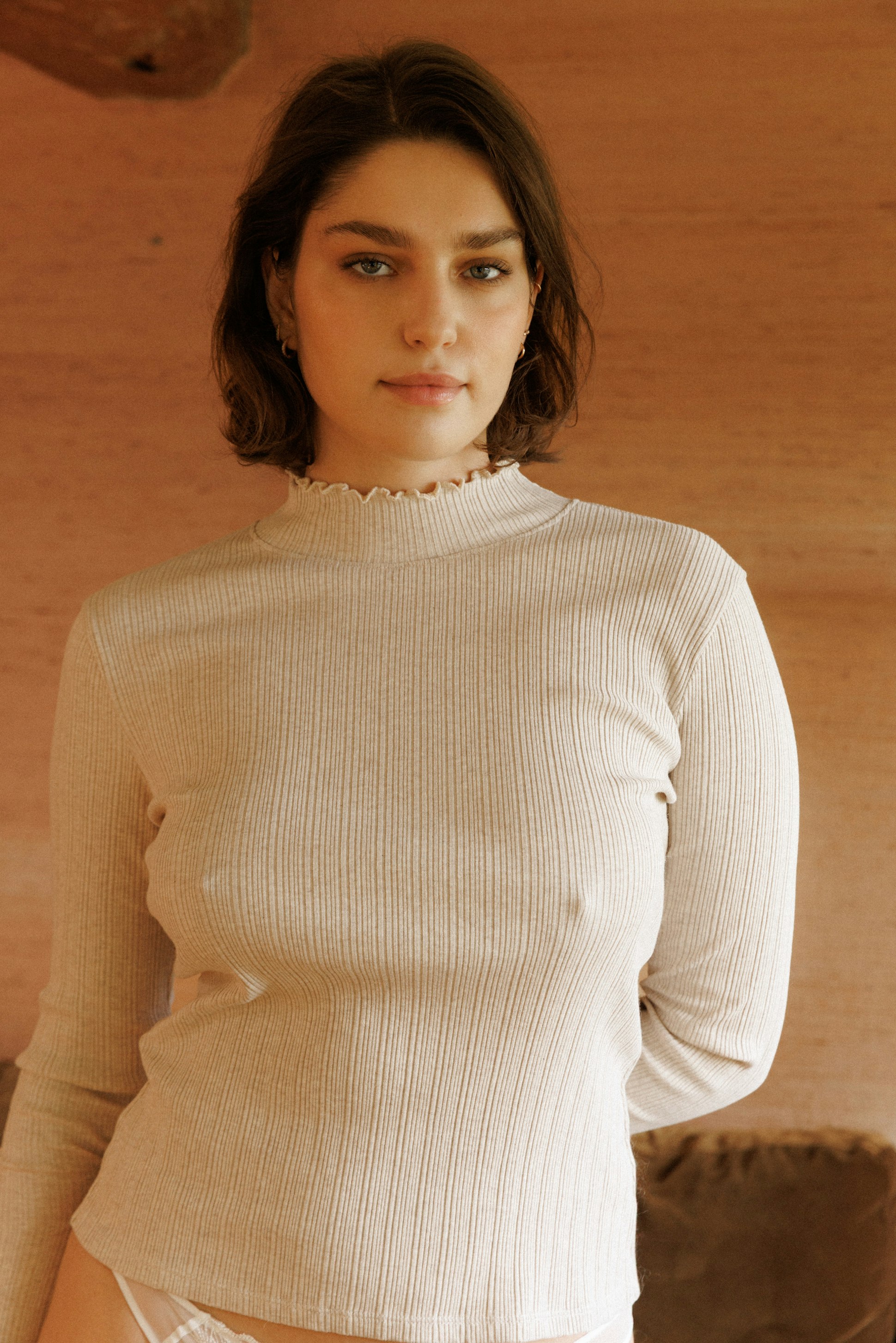 Top col montant Canopée dorée beige chiné
