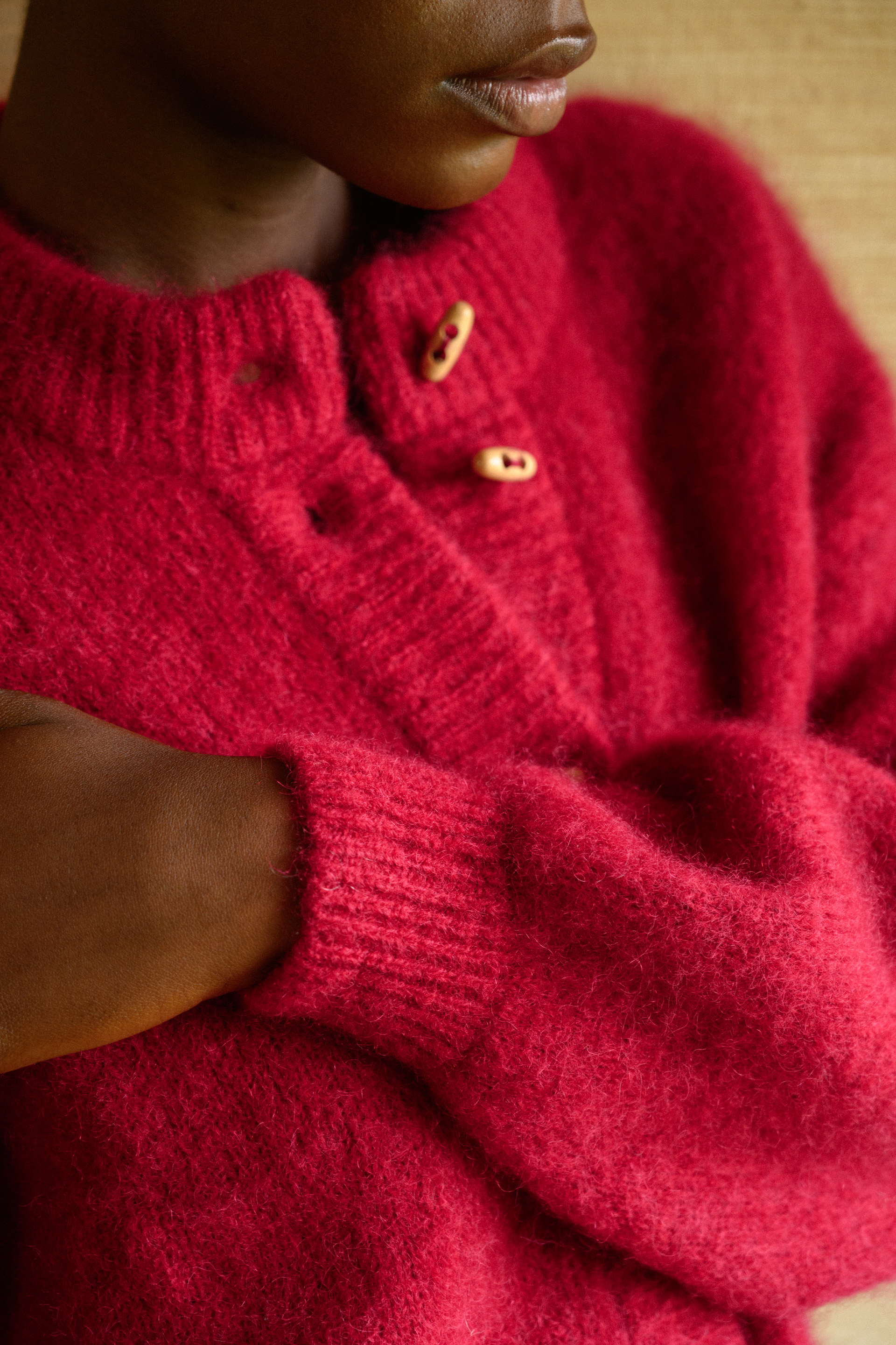 Gilet Dans la nuit calme Rouge cerise