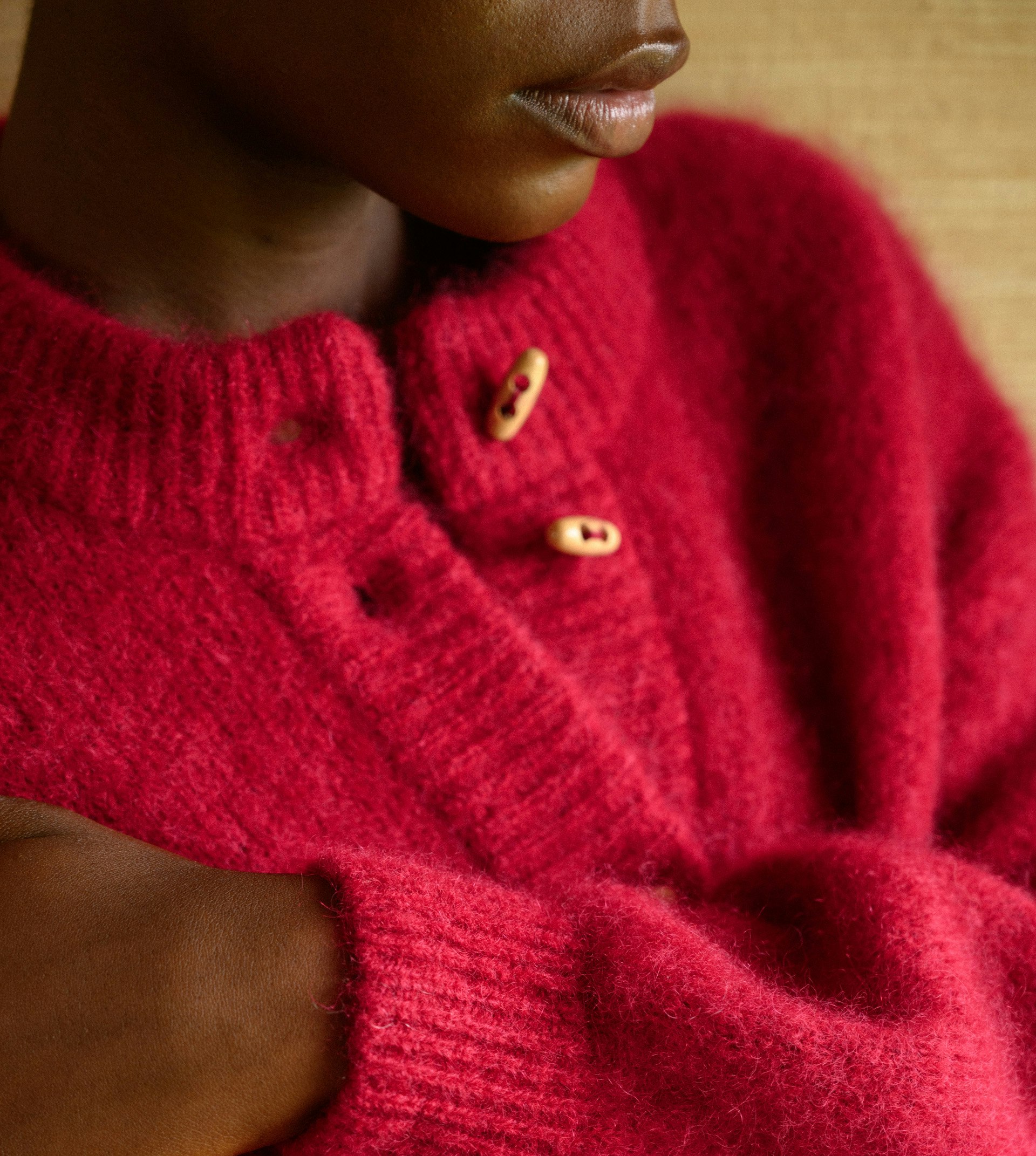Gilet Dans la nuit calme Rouge cerise