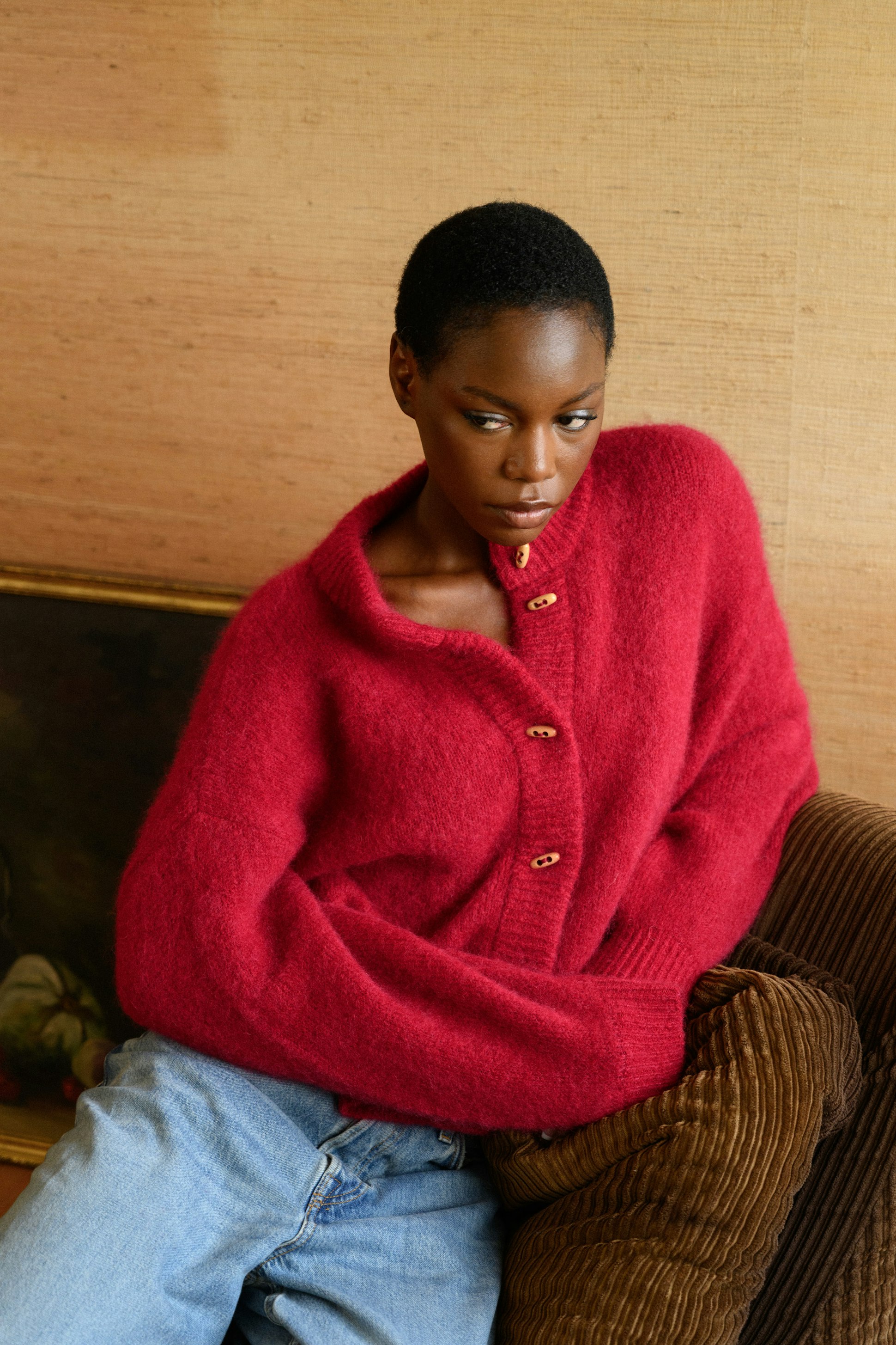 Gilet Dans la nuit calme Rouge cerise