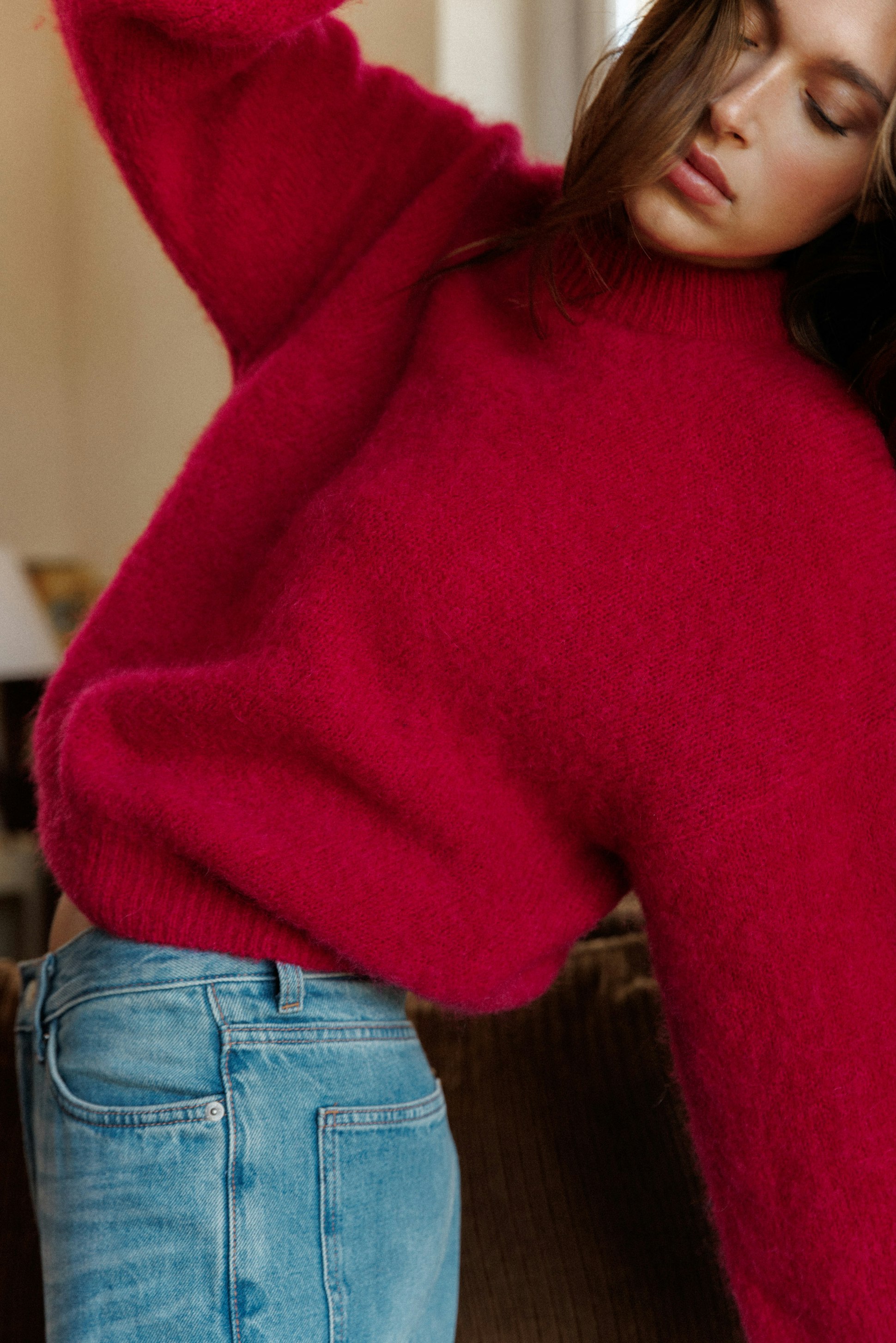 Pull Dans la nuit calme Rouge cerise