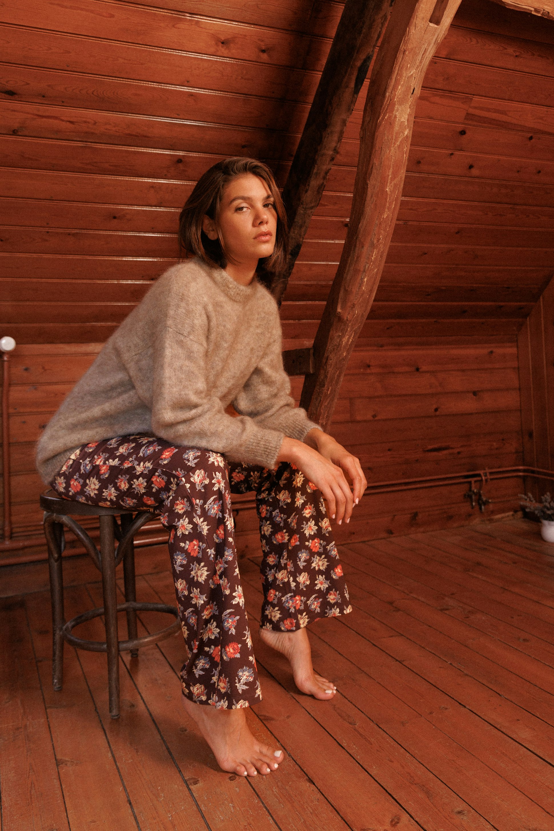 Pull long Dans la nuit calme Beige chiné