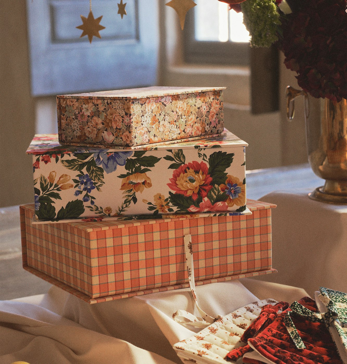 Moyenne Trésors cachés Imprimé Paulette, Grande boite Trésors cachés Imprimé Suzanne et Grande Trésors cachés Imprimé carreaux Lucien