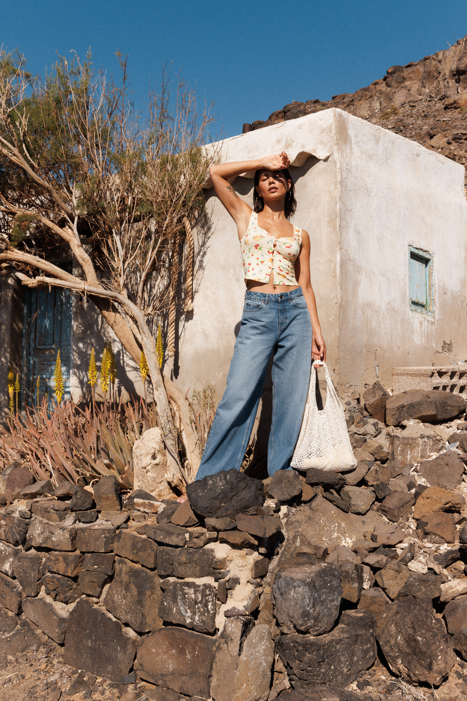 Top Chaude journée imprimé fruits