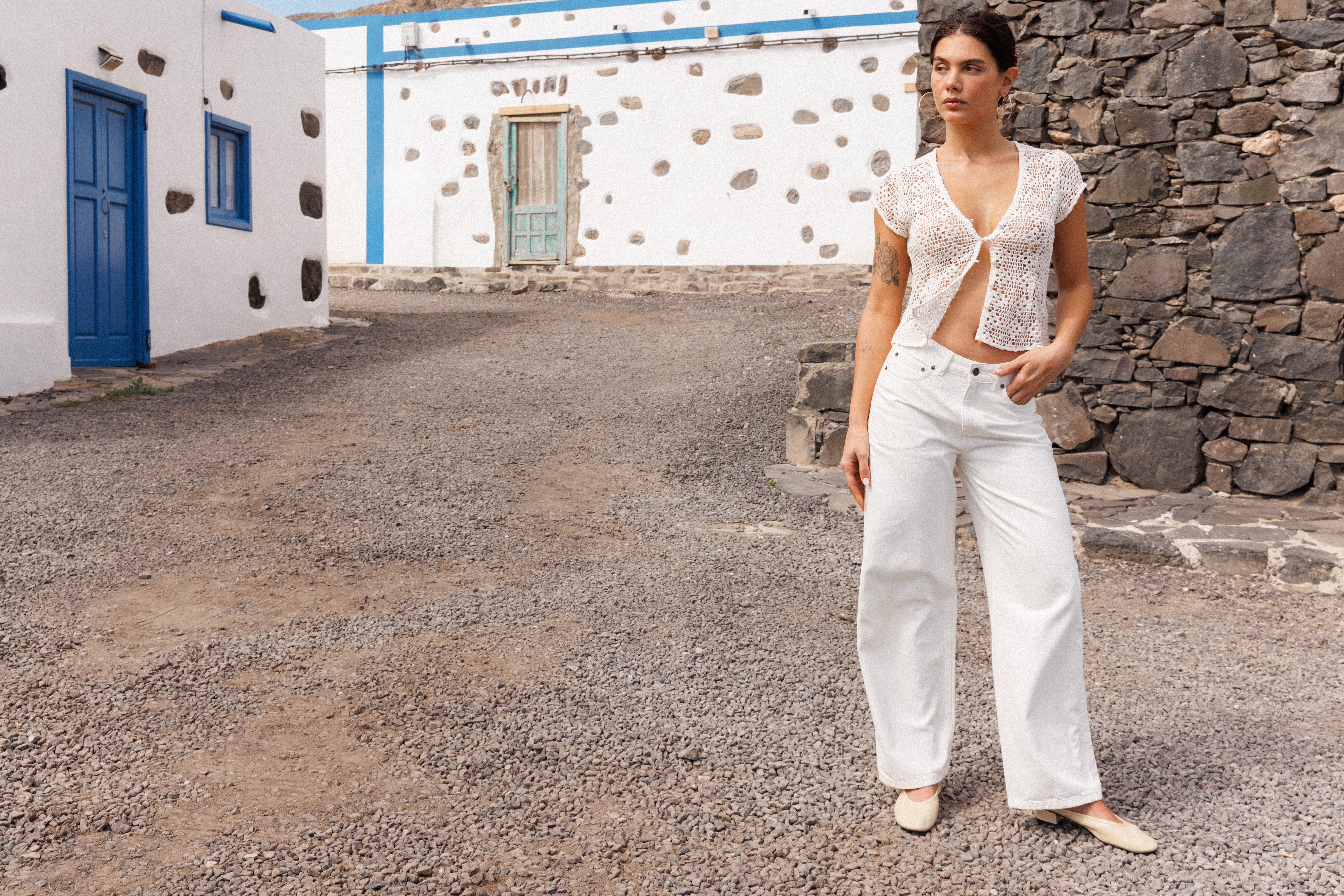 Top Douceur de vivre Vanille et Jean loose À travers les saisons Écru