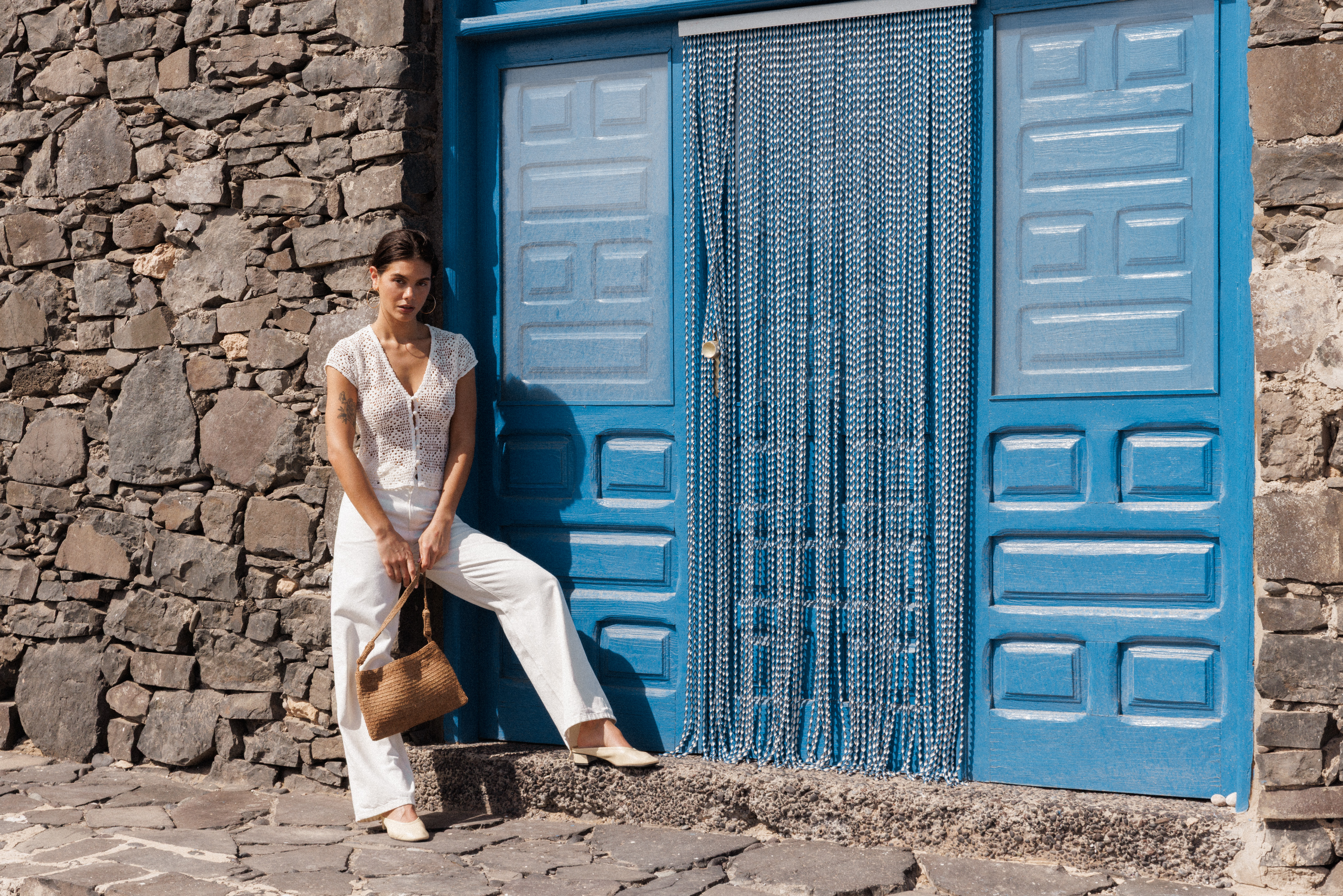 Top Douceur de vivre Vanille et Jean loose À travers les saisons Écru et Panier Marcia Thé