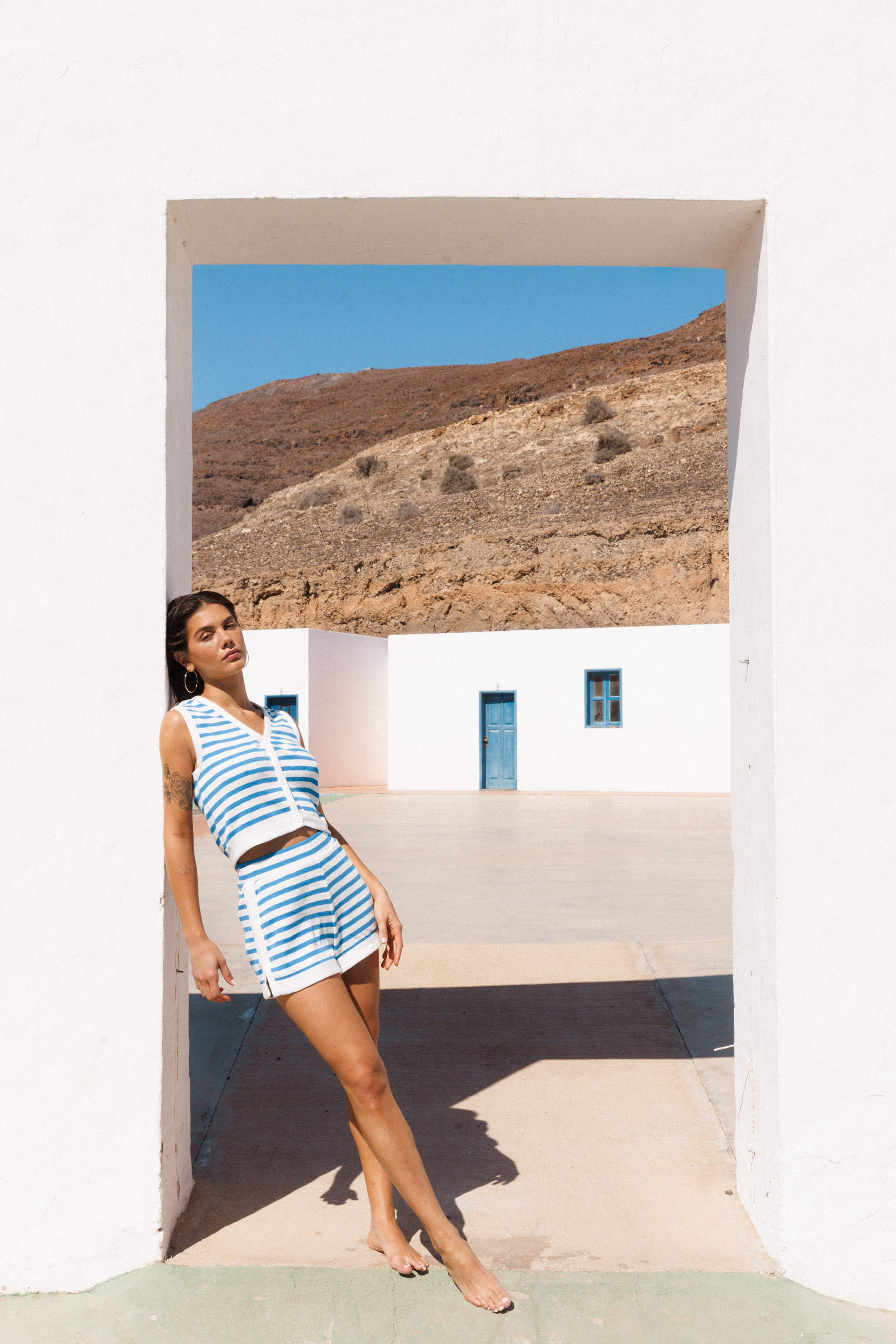 Top Short Crique ombragée Rayure Océane